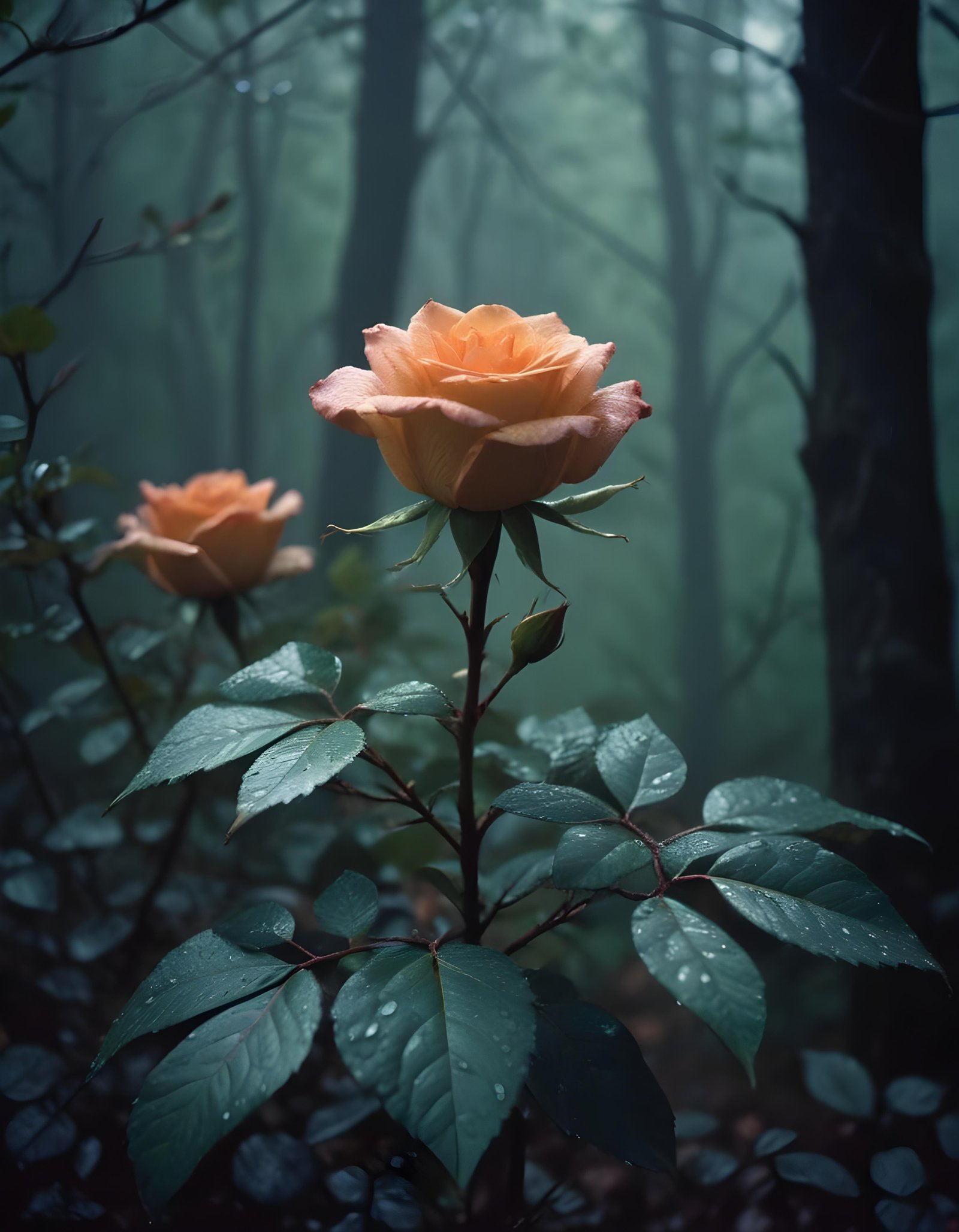 Dark Romantic Rose Flower Artwork with Dramatic Lighting and Moody Background