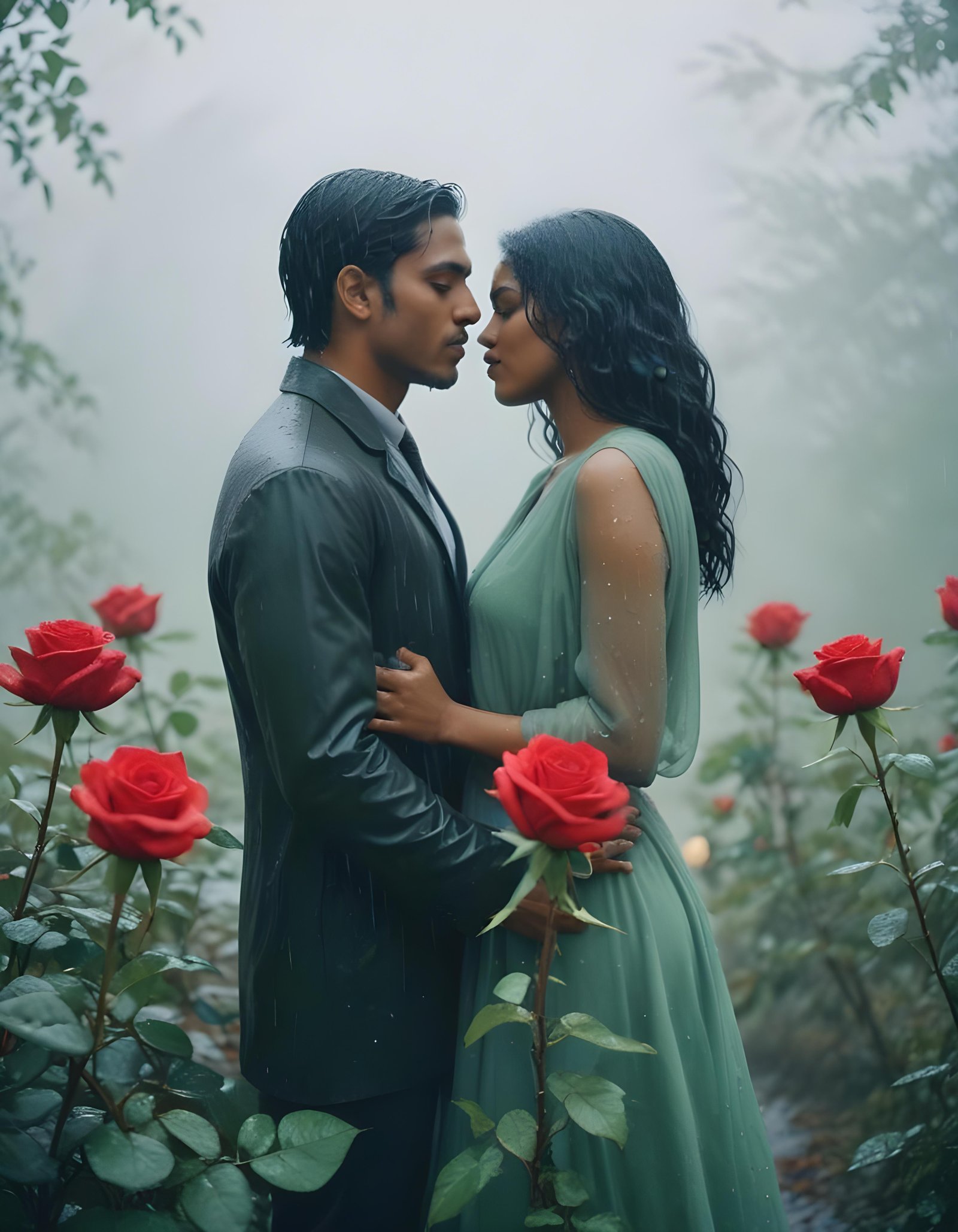 Dark Romantic Rose Flower Artwork with Dramatic Lighting and Moody Background