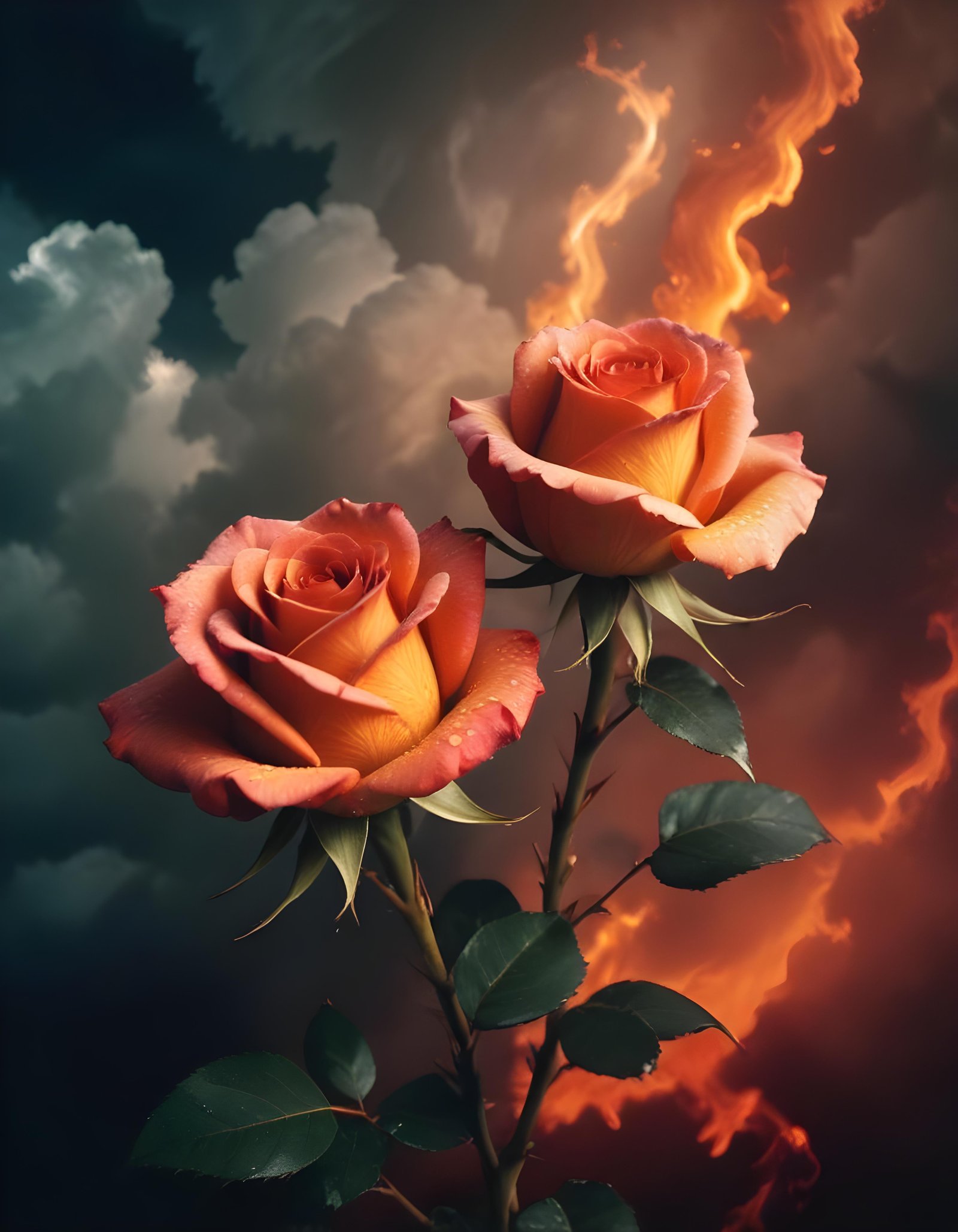 Dark Romantic Rose Flower Artwork with Dramatic Lighting and Moody Background