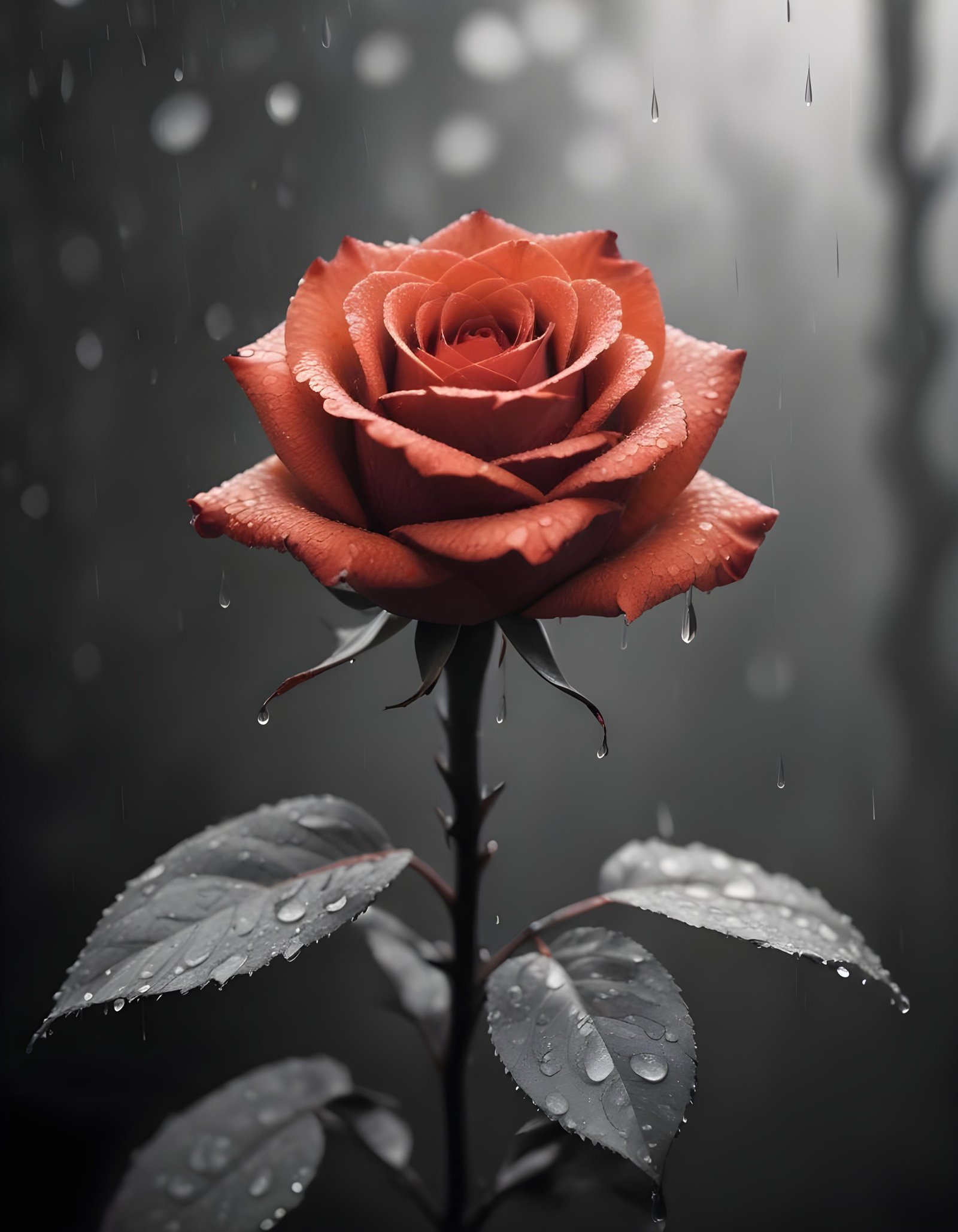 Dark Romantic Rose Flower Artwork with Dramatic Lighting and Moody Background