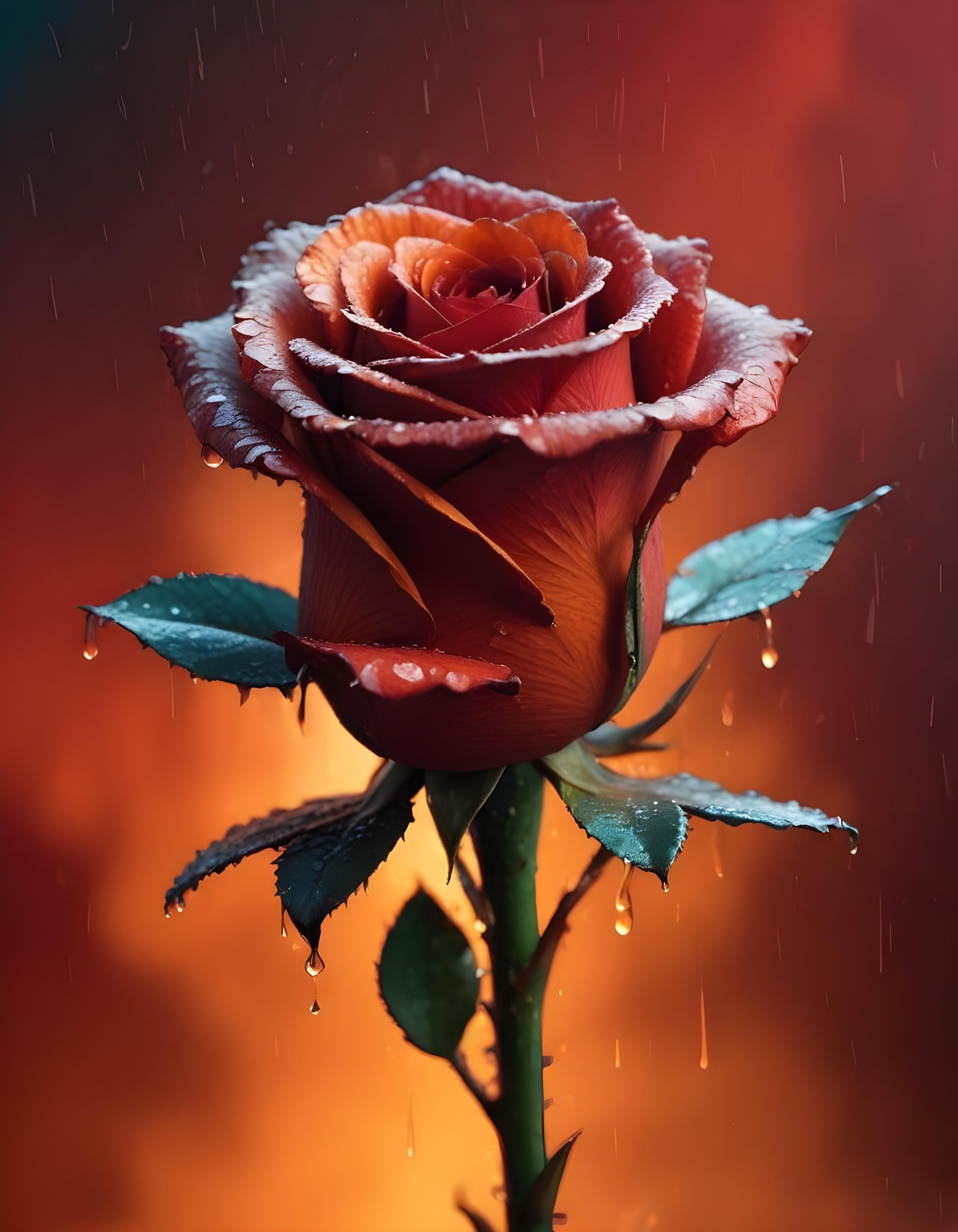 Dark Romantic Rose Flower Artwork with Dramatic Lighting and Moody Background