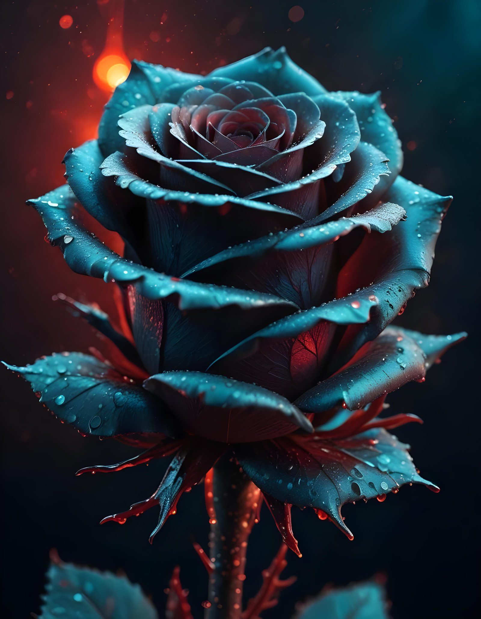 Dark Romantic Rose Flower Artwork with Dramatic Lighting and Moody Background
