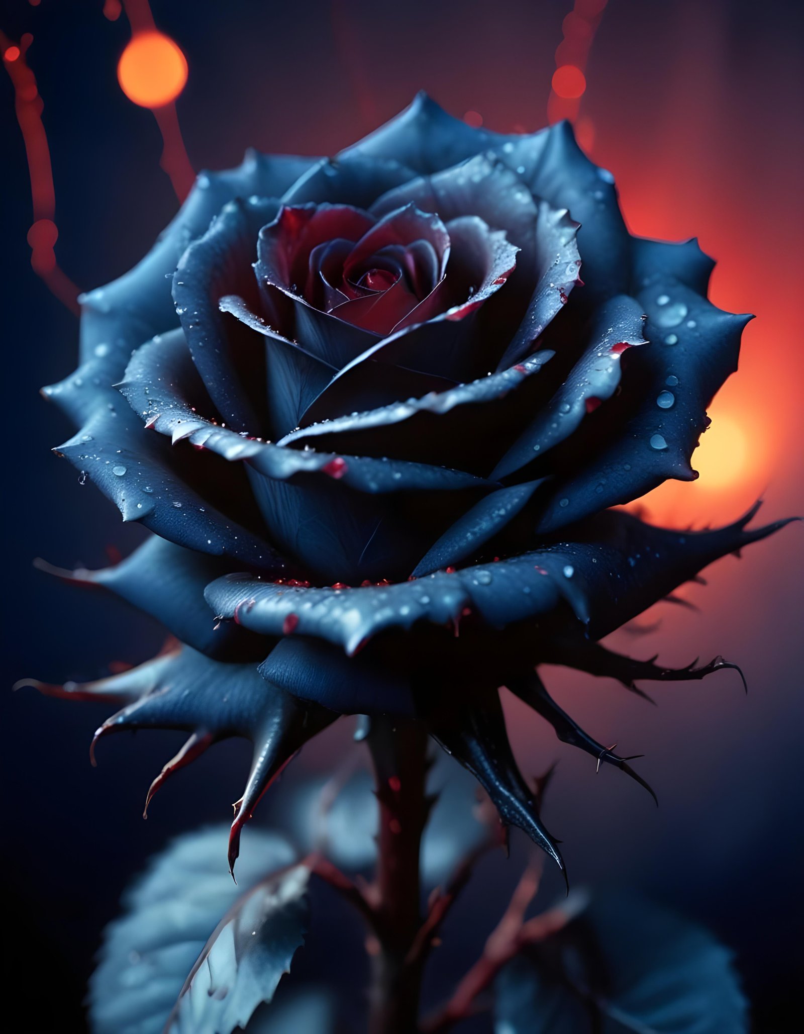 Dark Romantic Rose Flower Artwork with Dramatic Lighting and Moody Background