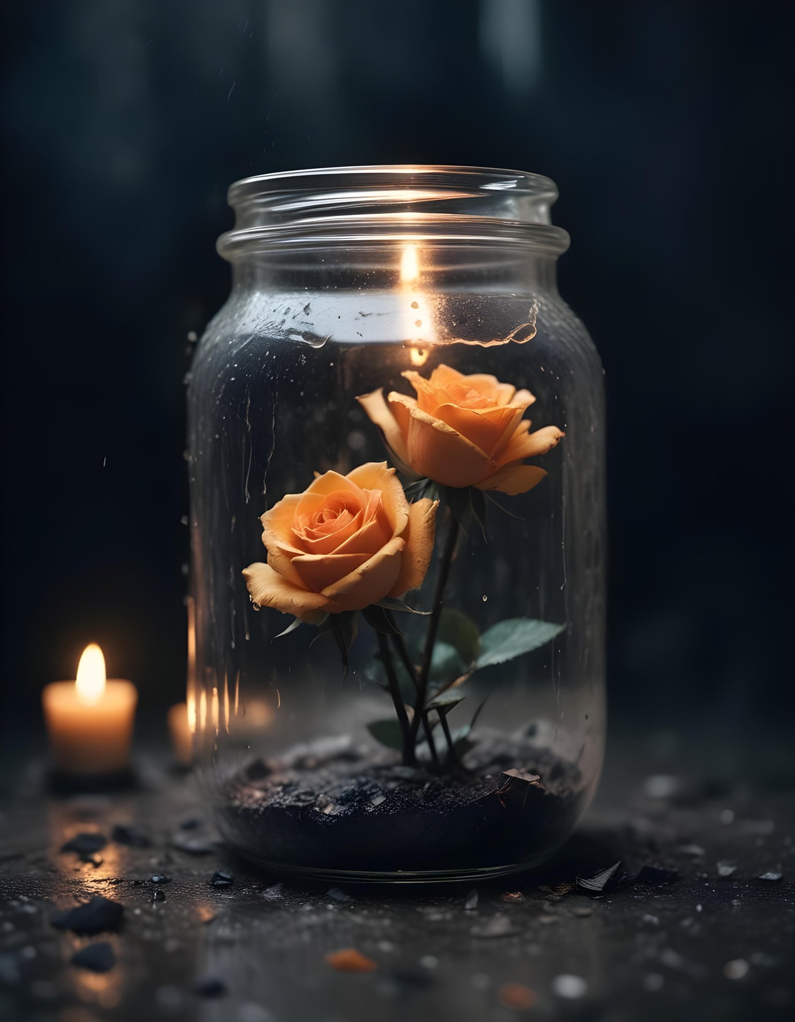 Dark Romantic Rose Flower Artwork with Dramatic Lighting and Moody Background