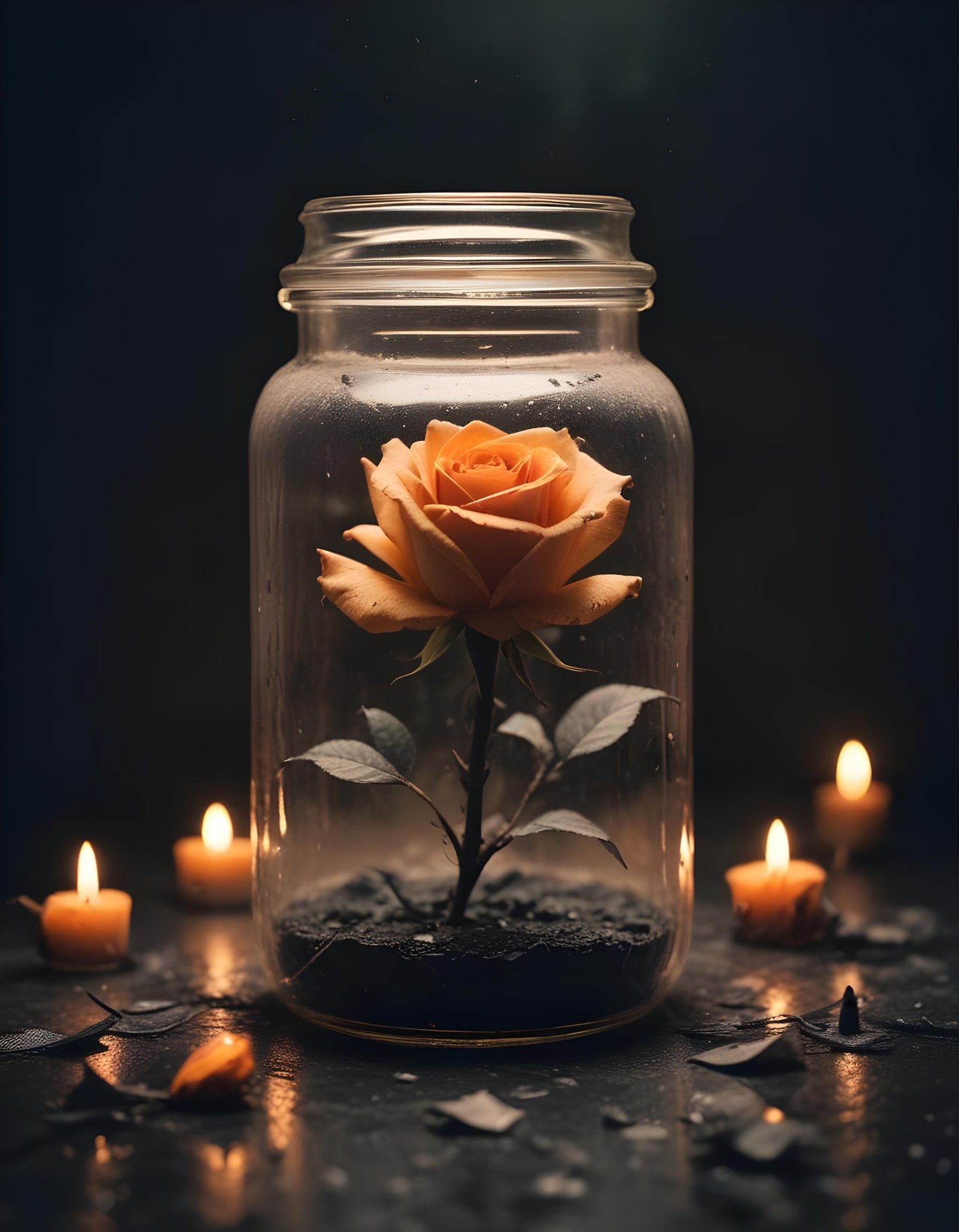 Dark Romantic Rose Flower Artwork with Dramatic Lighting and Moody Background
