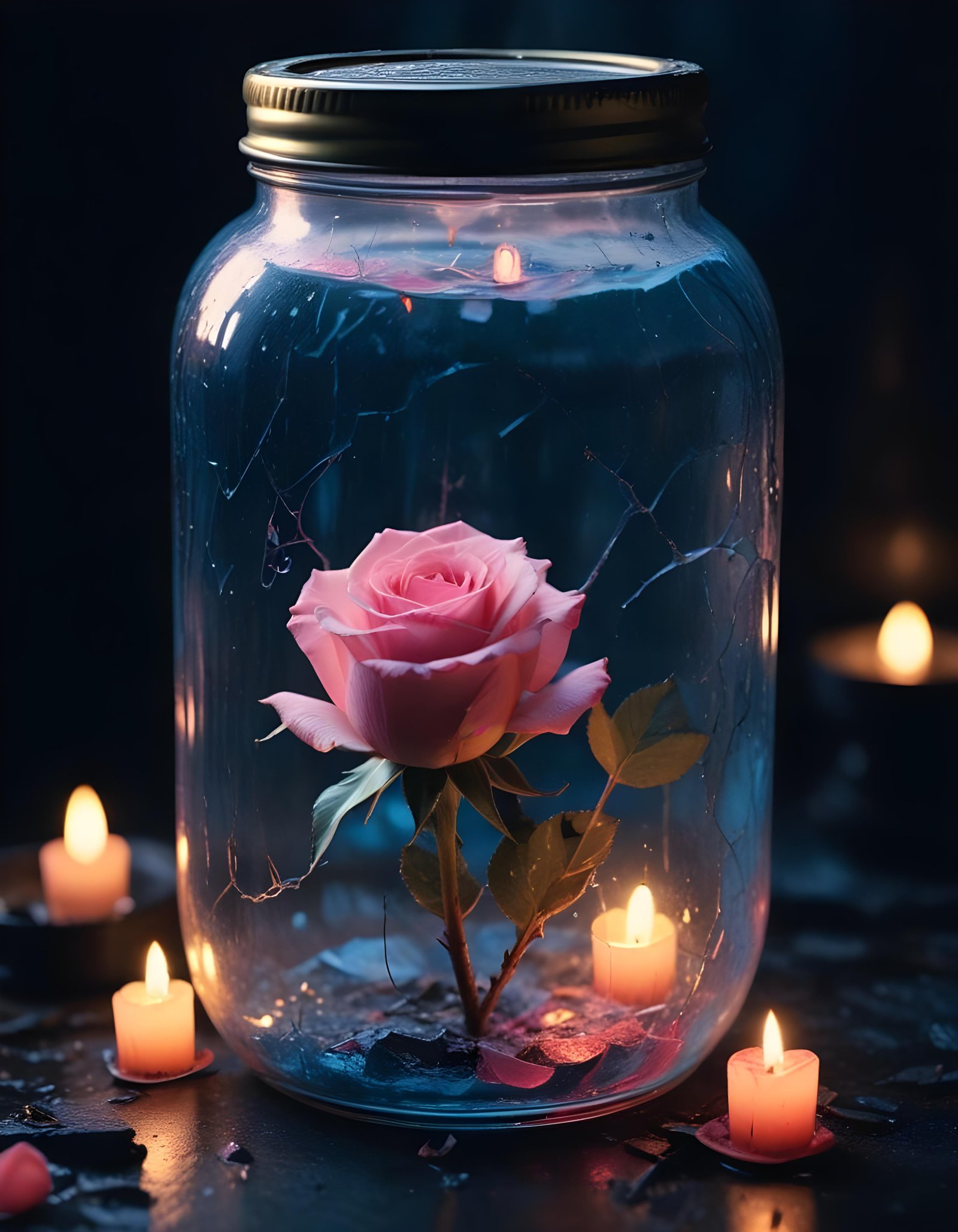 Dark Romantic Rose Flower Artwork with Dramatic Lighting and Moody Background