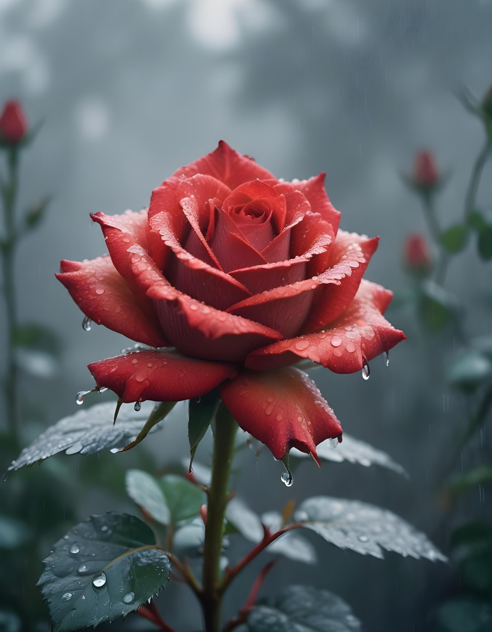 Dark Romantic Rose Flower Artwork with Dramatic Lighting and Moody Background
