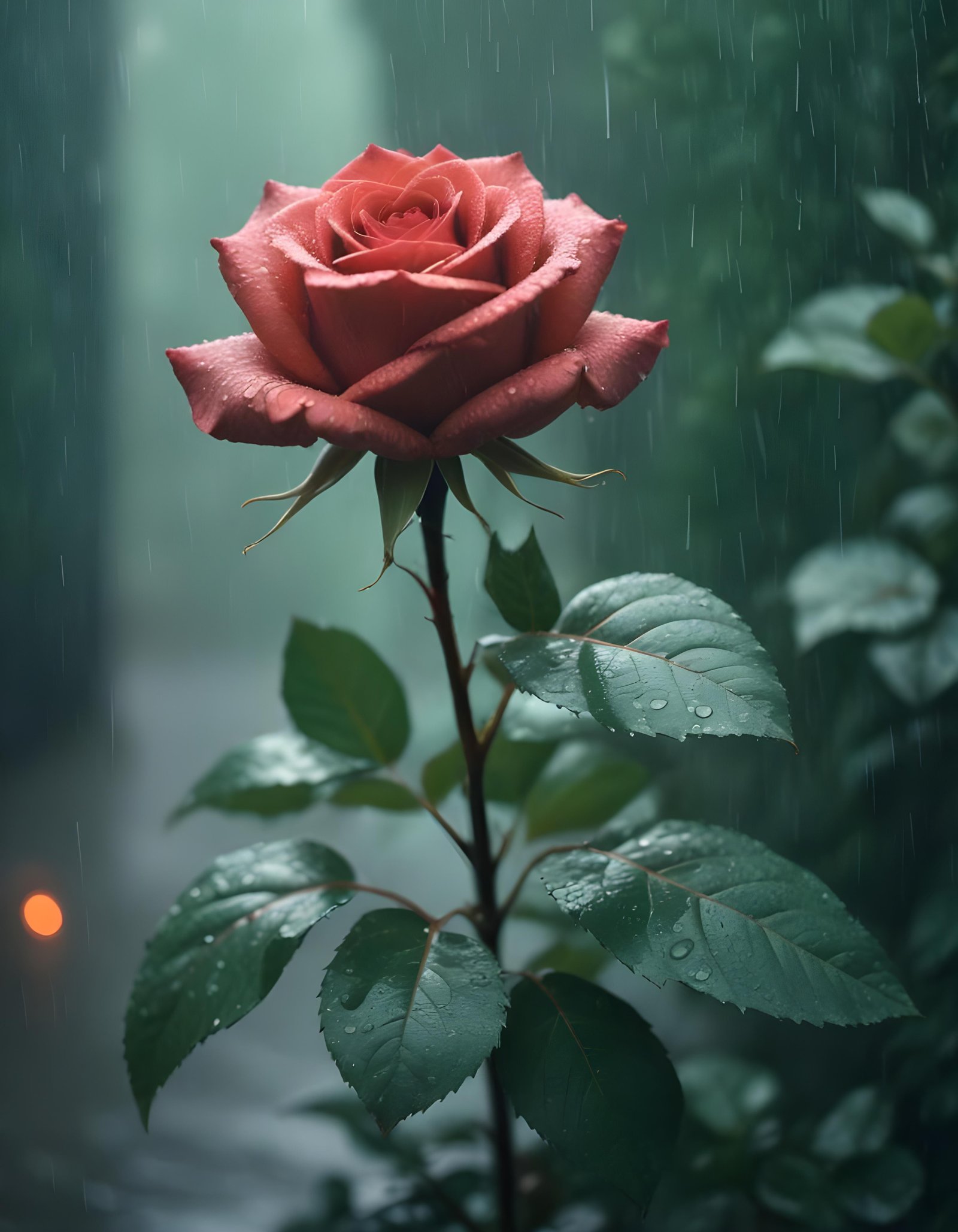 Dark Romantic Rose Flower Artwork with Dramatic Lighting and Moody Background