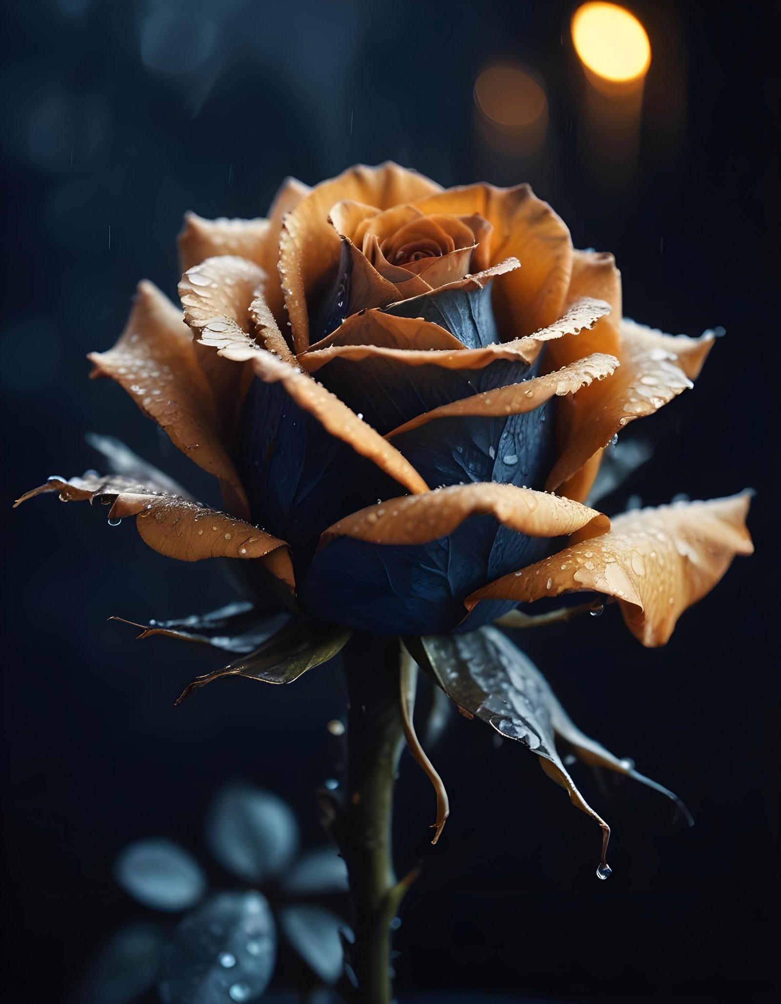 Dark Romantic Rose Flower Artwork with Dramatic Lighting and Moody Background