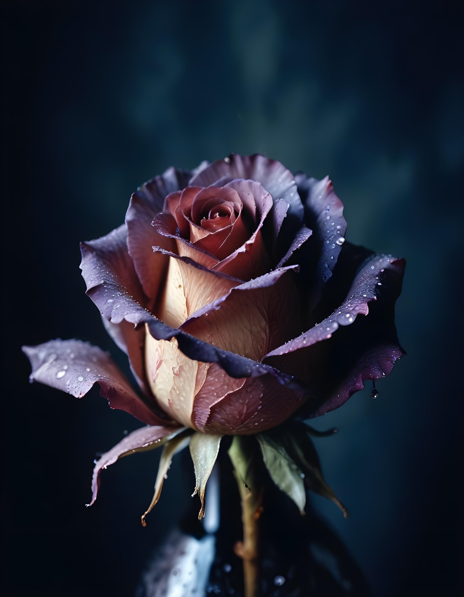 Dark Romantic Rose Flower Artwork with Dramatic Lighting and Moody Background