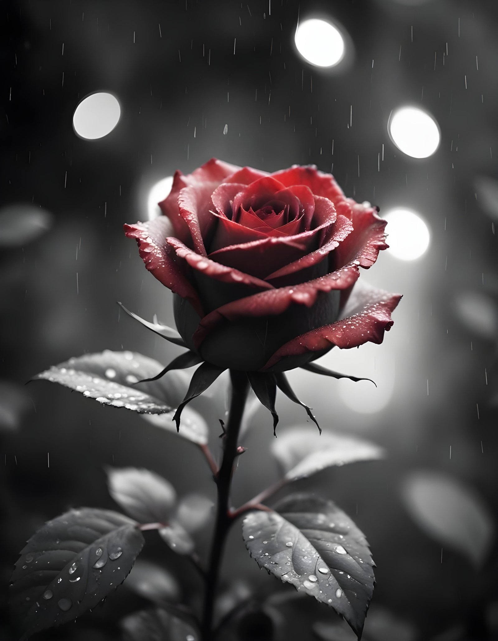 Dark Romantic Rose Flower Artwork with Dramatic Lighting and Moody Background