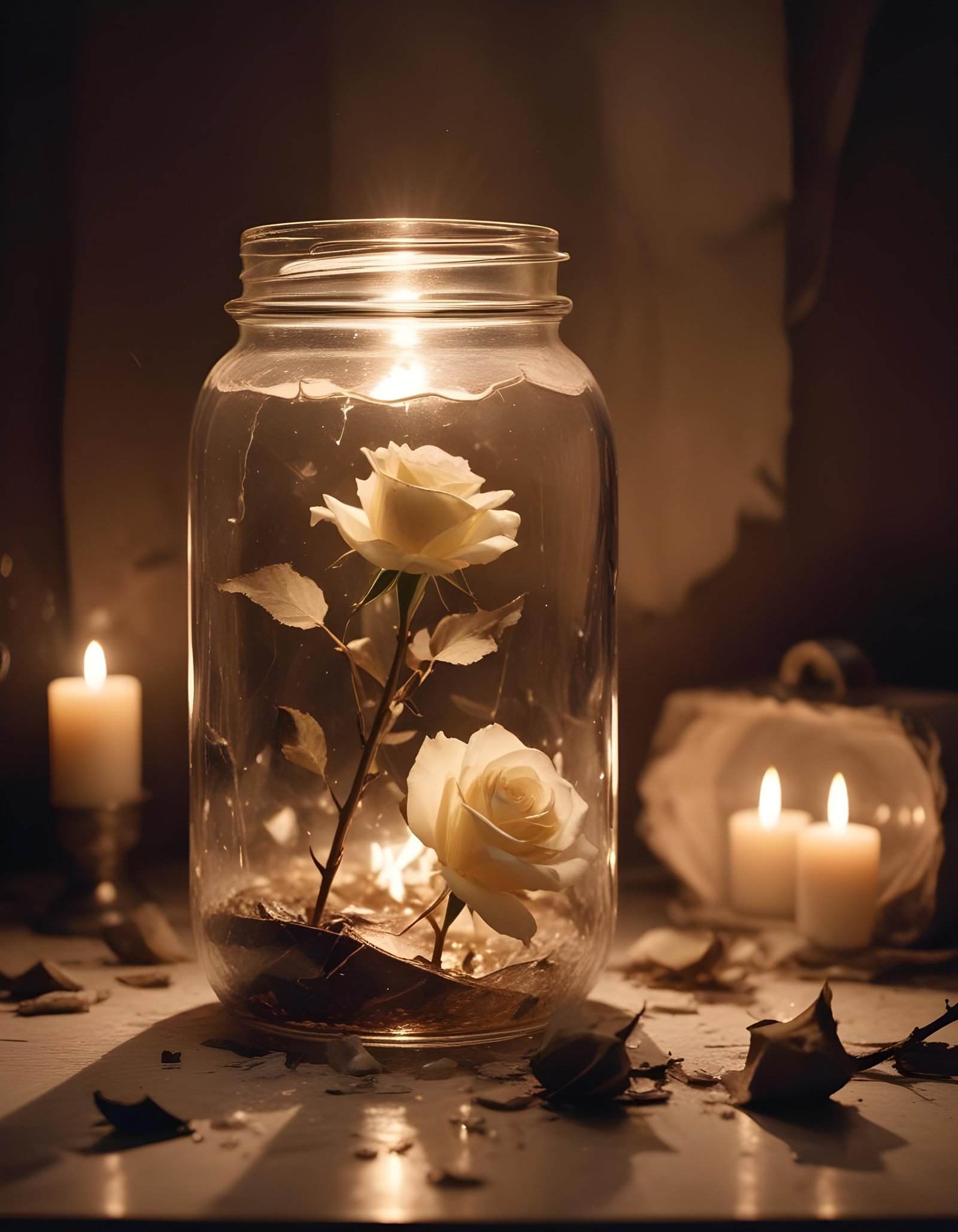 Dark Romantic Rose Flower Artwork with Dramatic Lighting and Moody Background