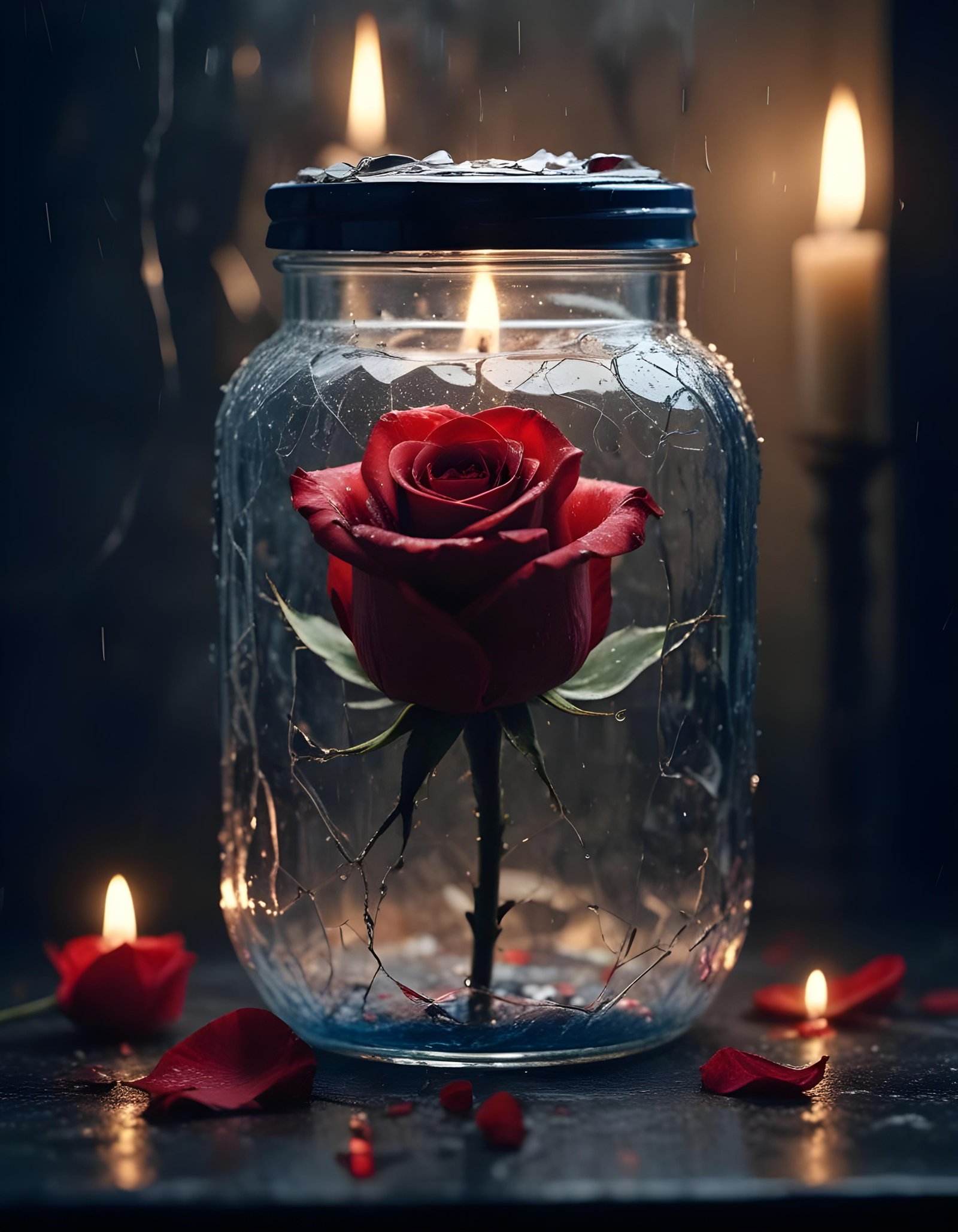 Dark Romantic Rose Flower Artwork with Dramatic Lighting and Moody Background