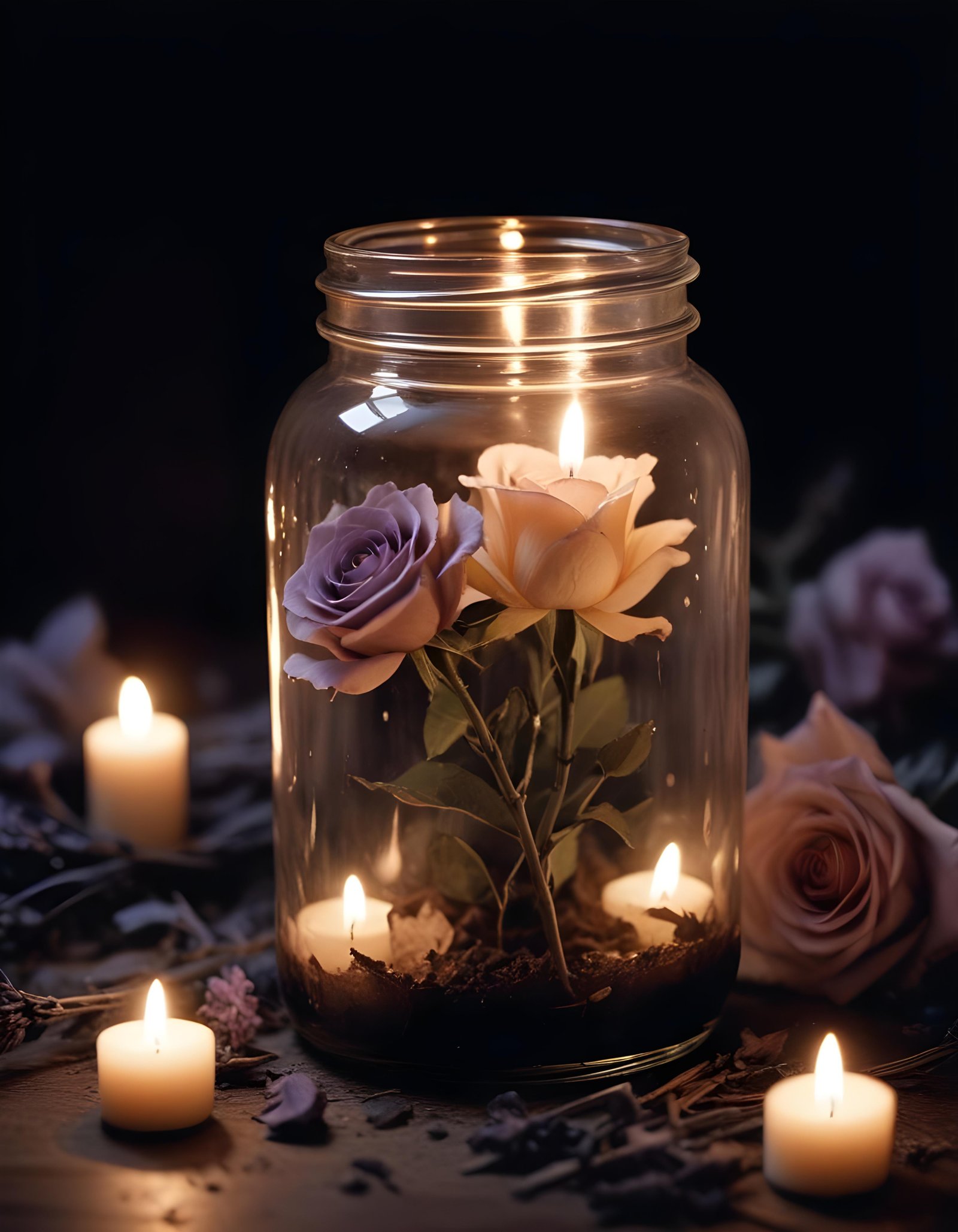 Dark Romantic Rose Flower Artwork with Dramatic Lighting and Moody Background