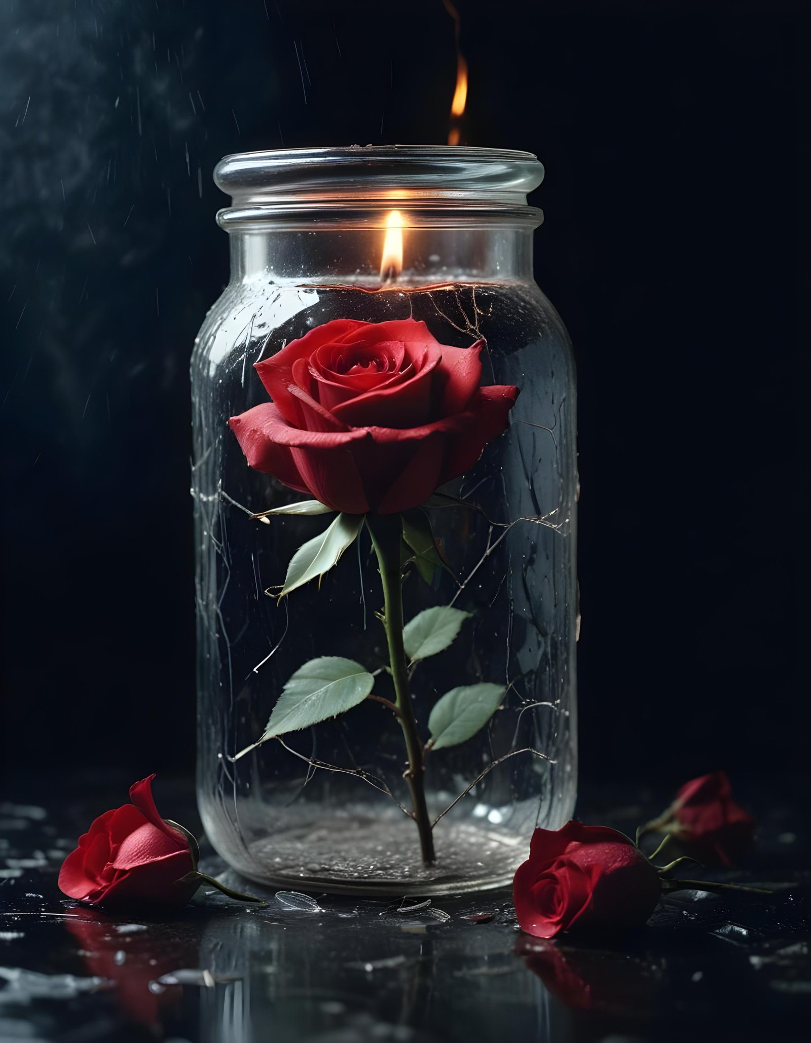 Dark Romantic Rose Flower Artwork with Dramatic Lighting and Moody Background