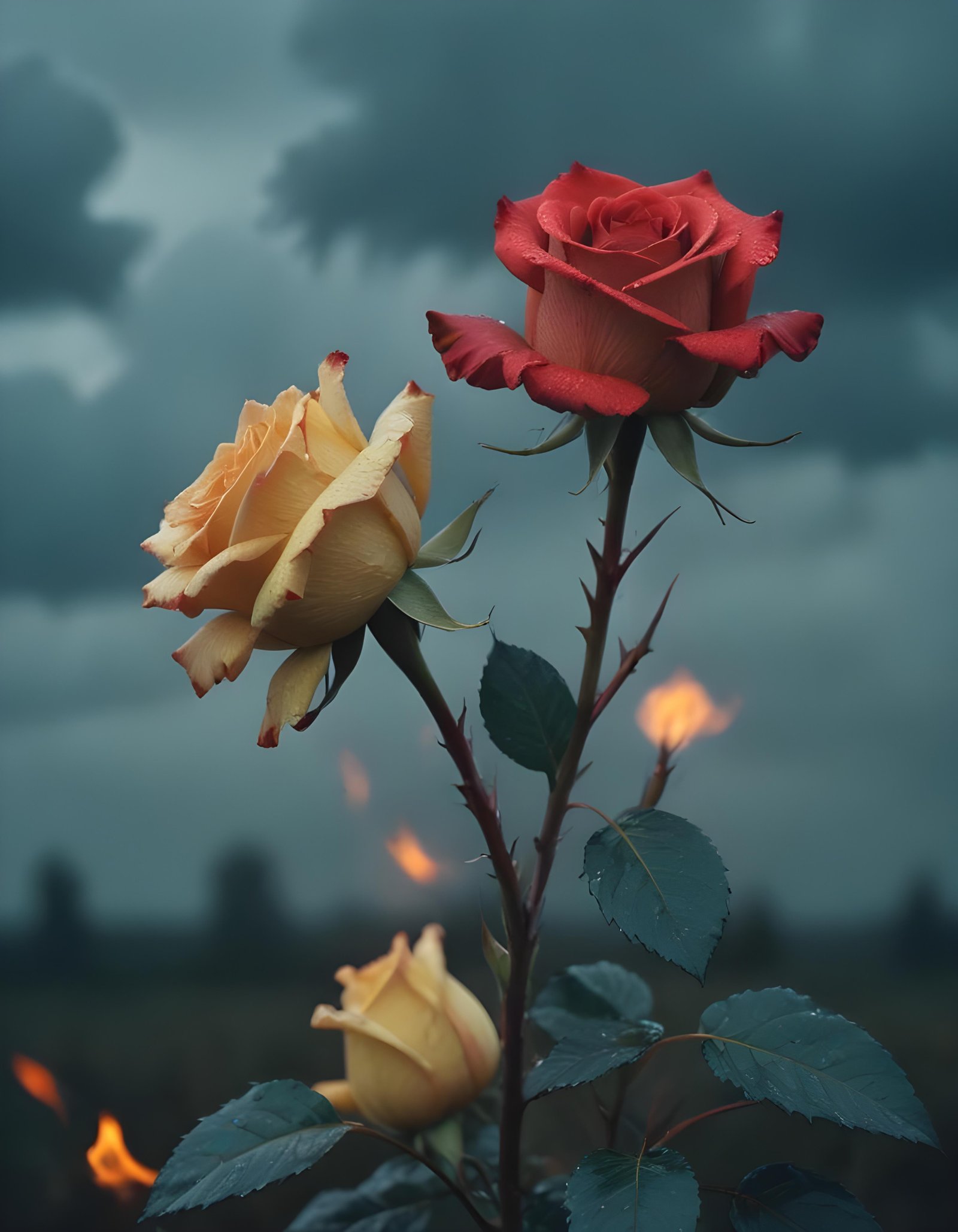 Dark Romantic Rose Flower Artwork with Dramatic Lighting and Moody Background