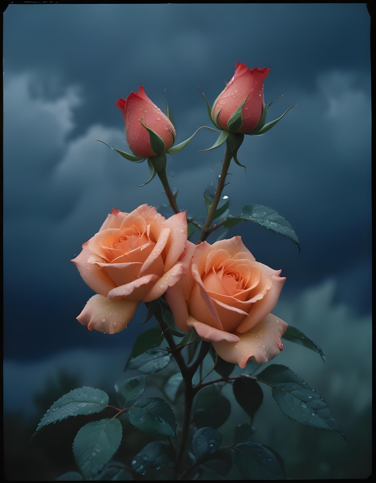 Dark Romantic Rose Flower Artwork with Dramatic Lighting and Moody Background