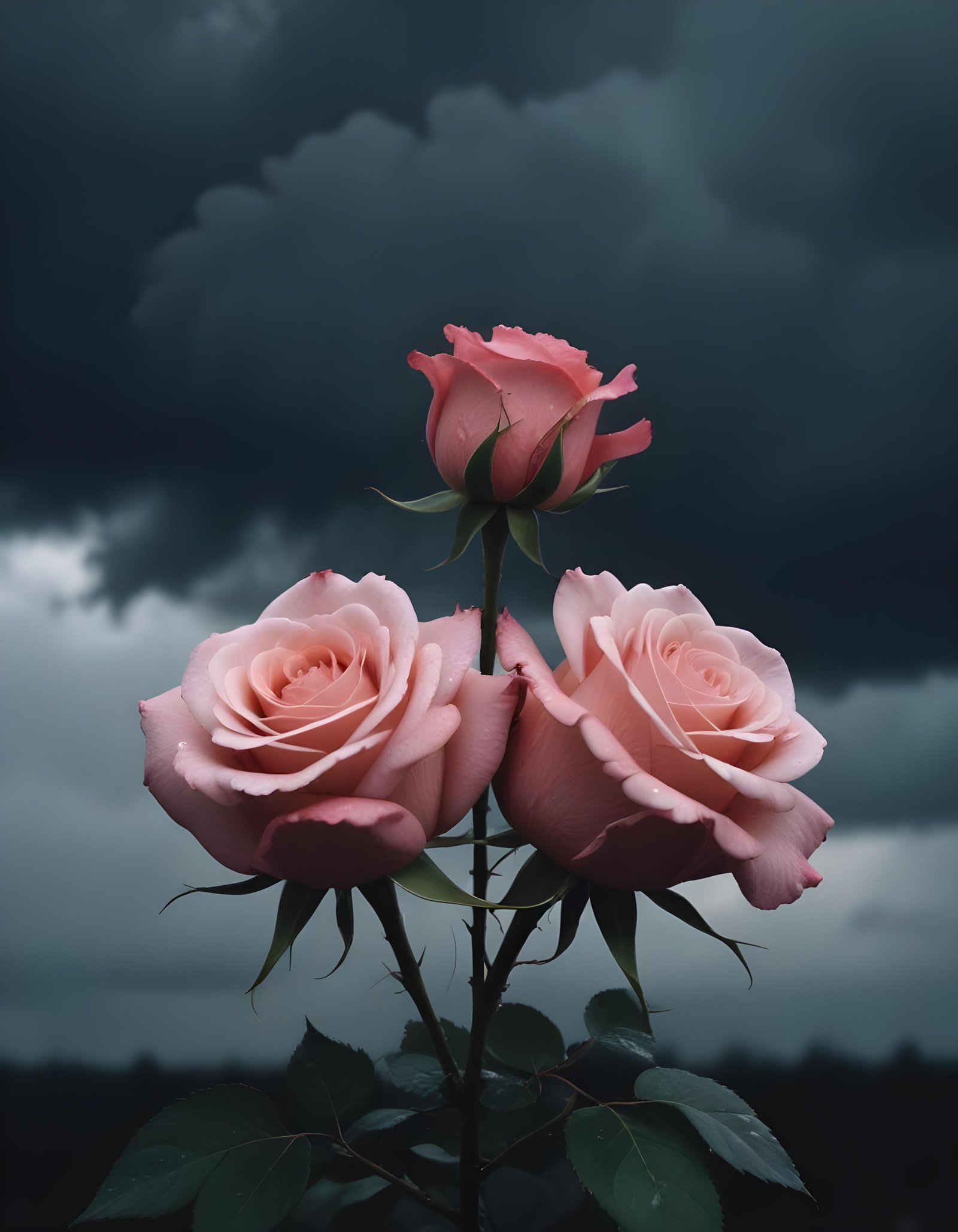 Dark Romantic Rose Flower Artwork with Dramatic Lighting and Moody Background