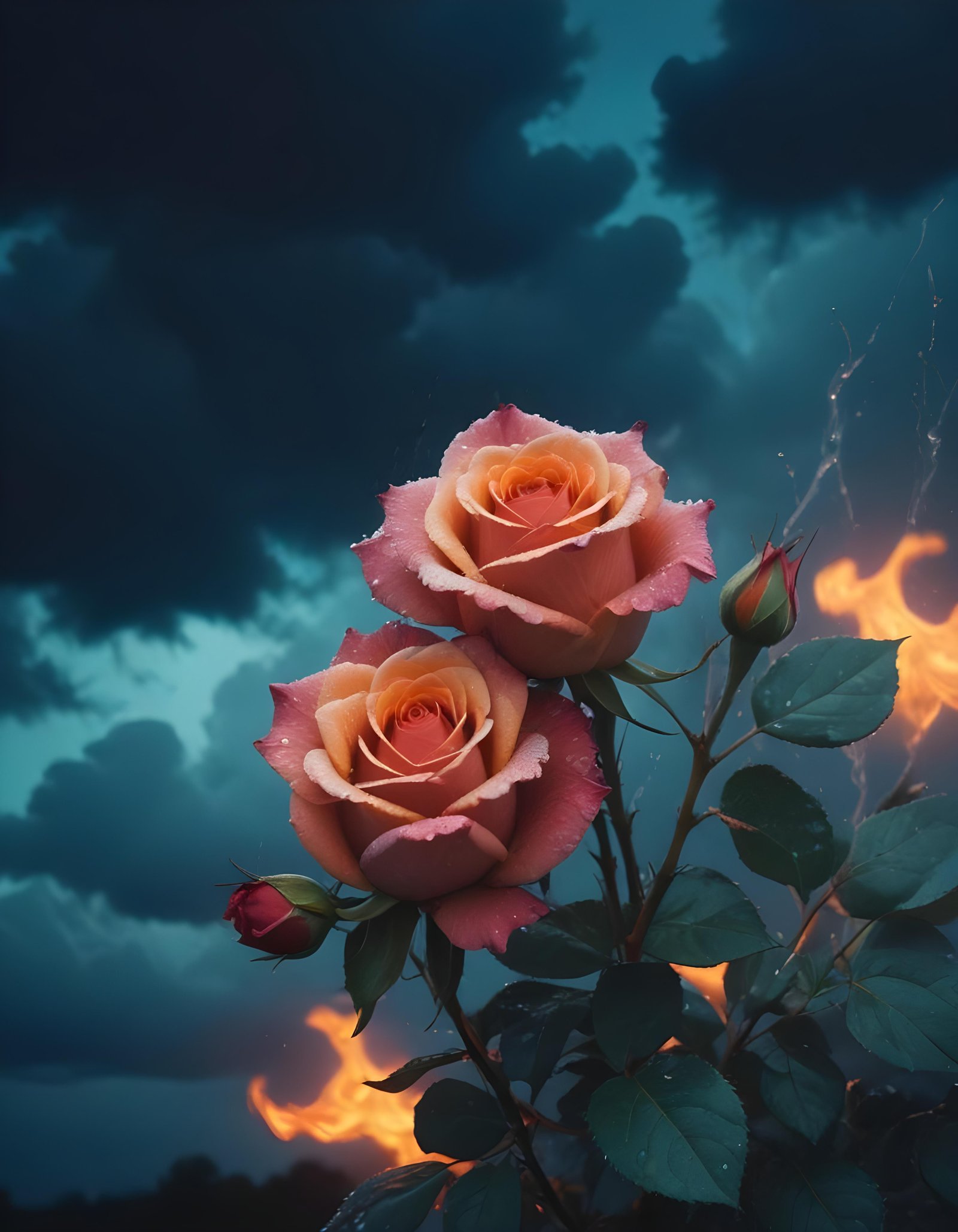 Dark Romantic Rose Flower Artwork with Dramatic Lighting and Moody Background