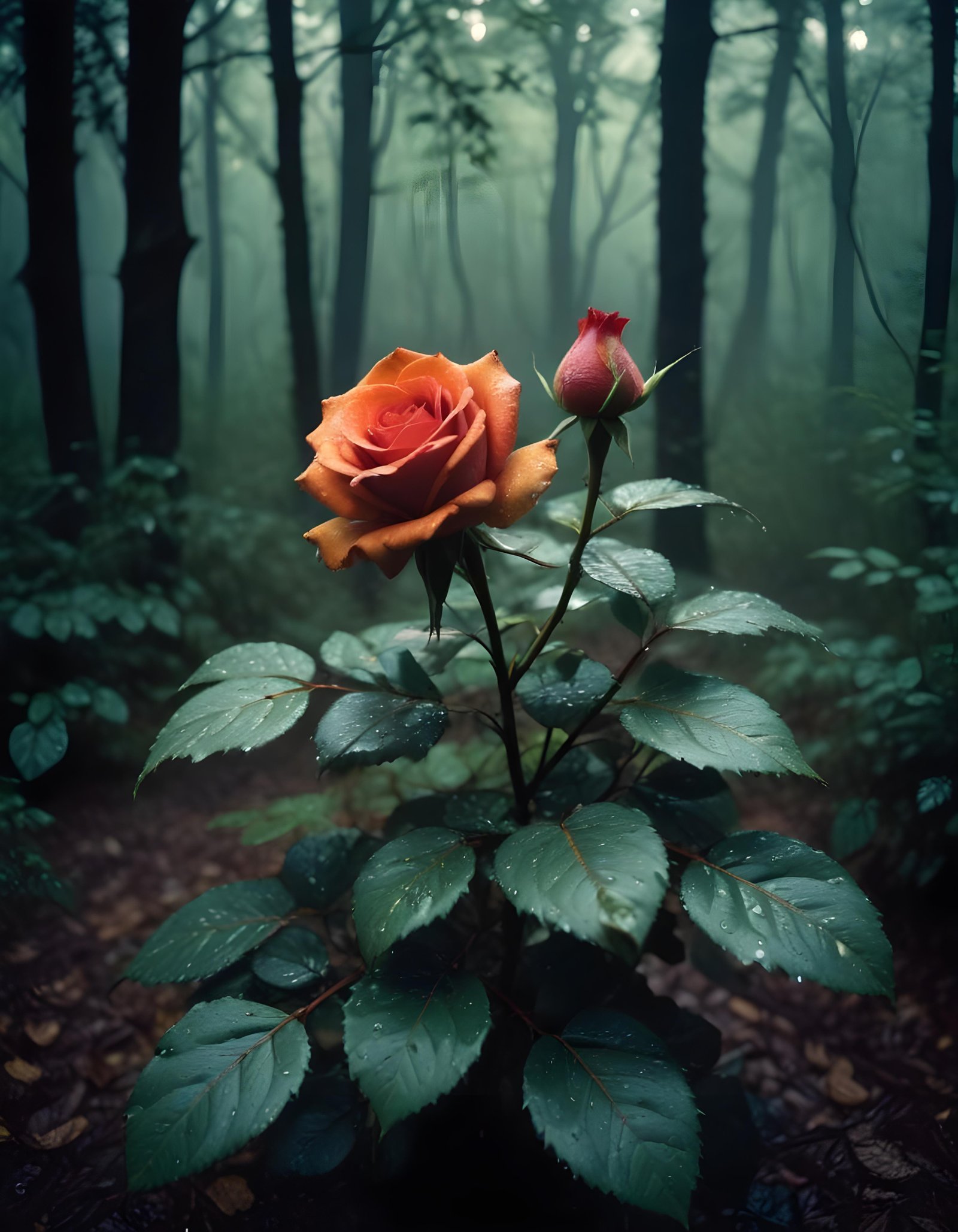 Dark Romantic Rose Flower Artwork with Dramatic Lighting and Moody Background