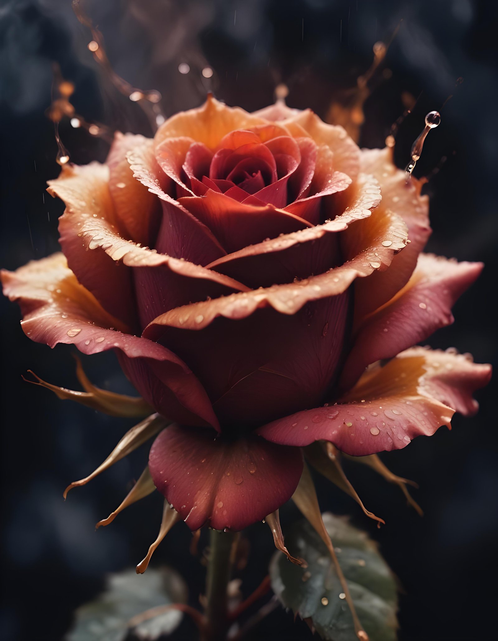 Dark Romantic Rose Flower Artwork with Dramatic Lighting and Moody Background