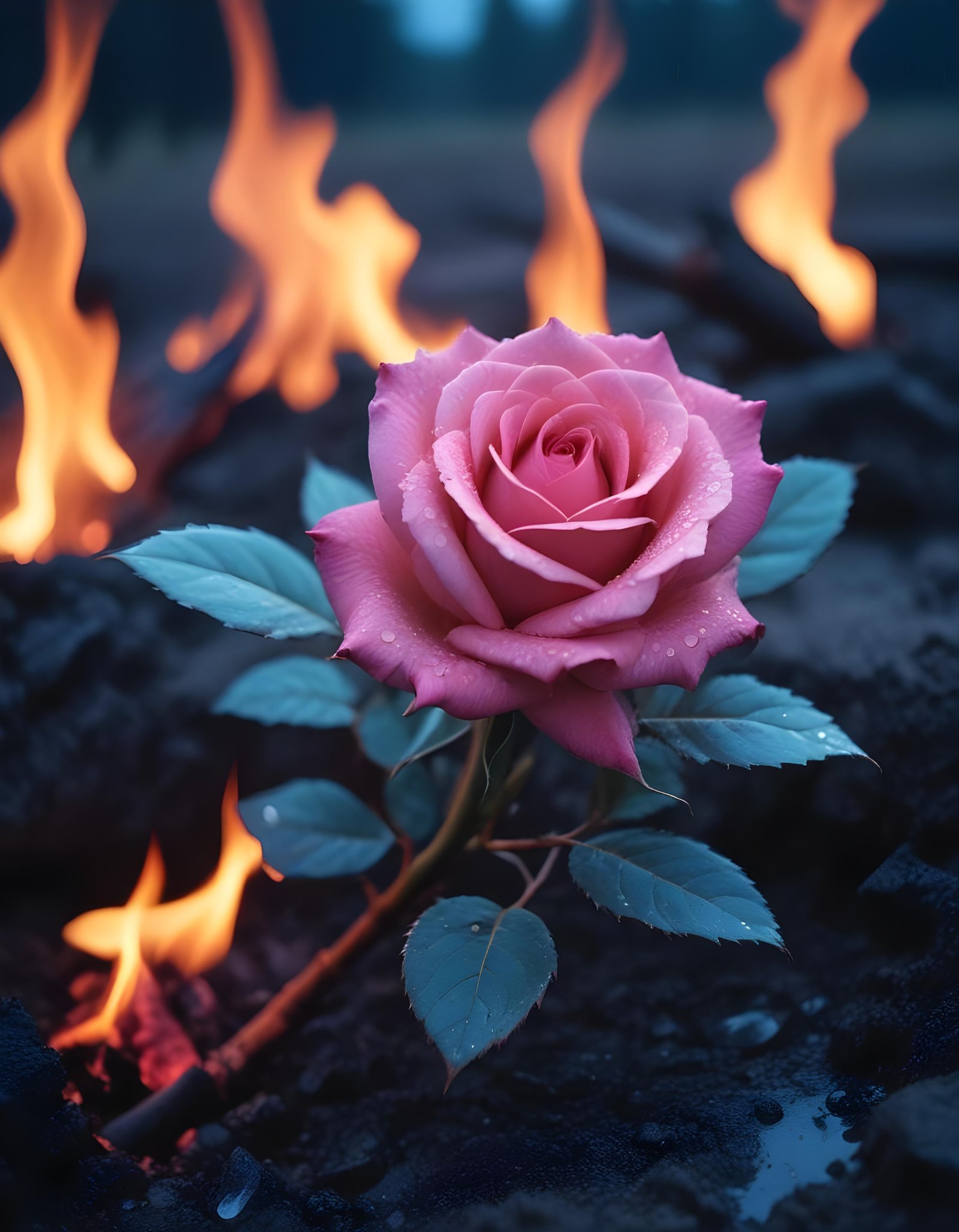Dark Romantic Rose Flower Artwork with Dramatic Lighting and Moody Background