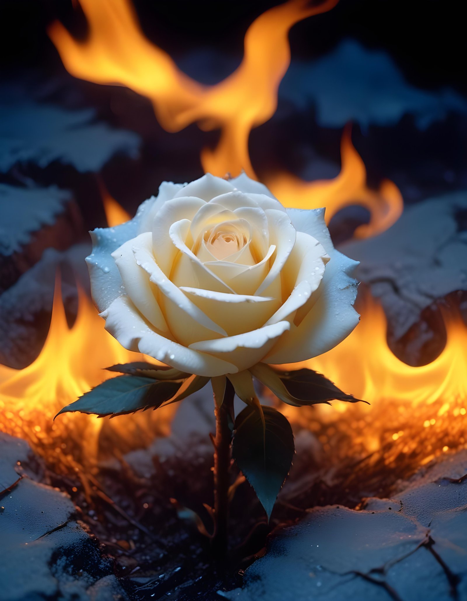 Dark Romantic Rose Flower Artwork with Dramatic Lighting and Moody Background