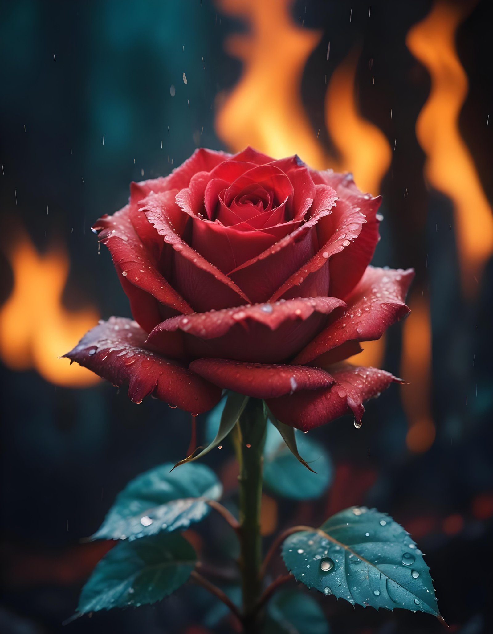 Dark Romantic Rose Flower Artwork with Dramatic Lighting and Moody Background
