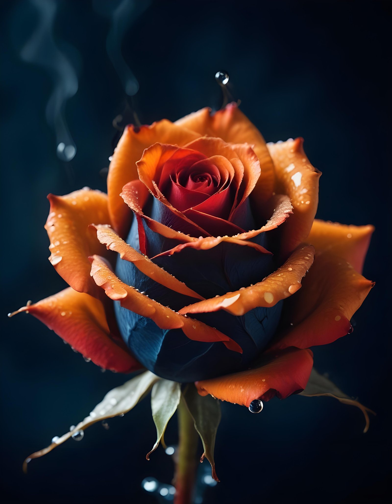 Dark Romantic Rose Flower Artwork with Dramatic Lighting and Moody Background