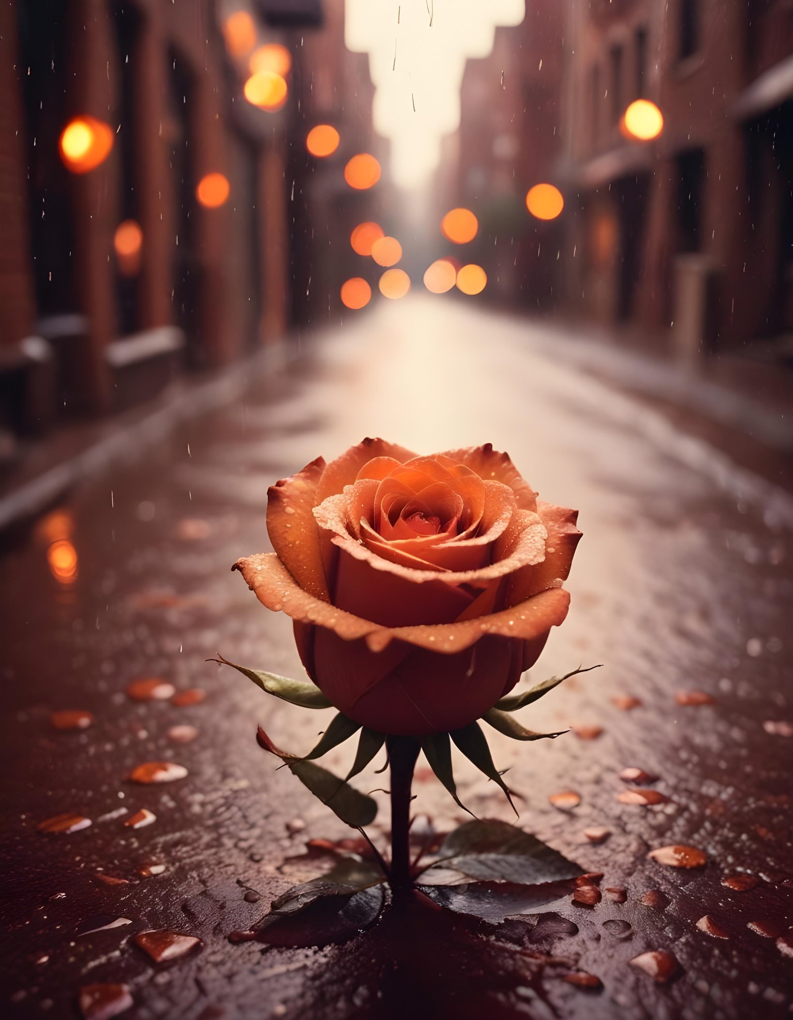 Dark Romantic Rose Flower Artwork with Dramatic Lighting and Moody Background