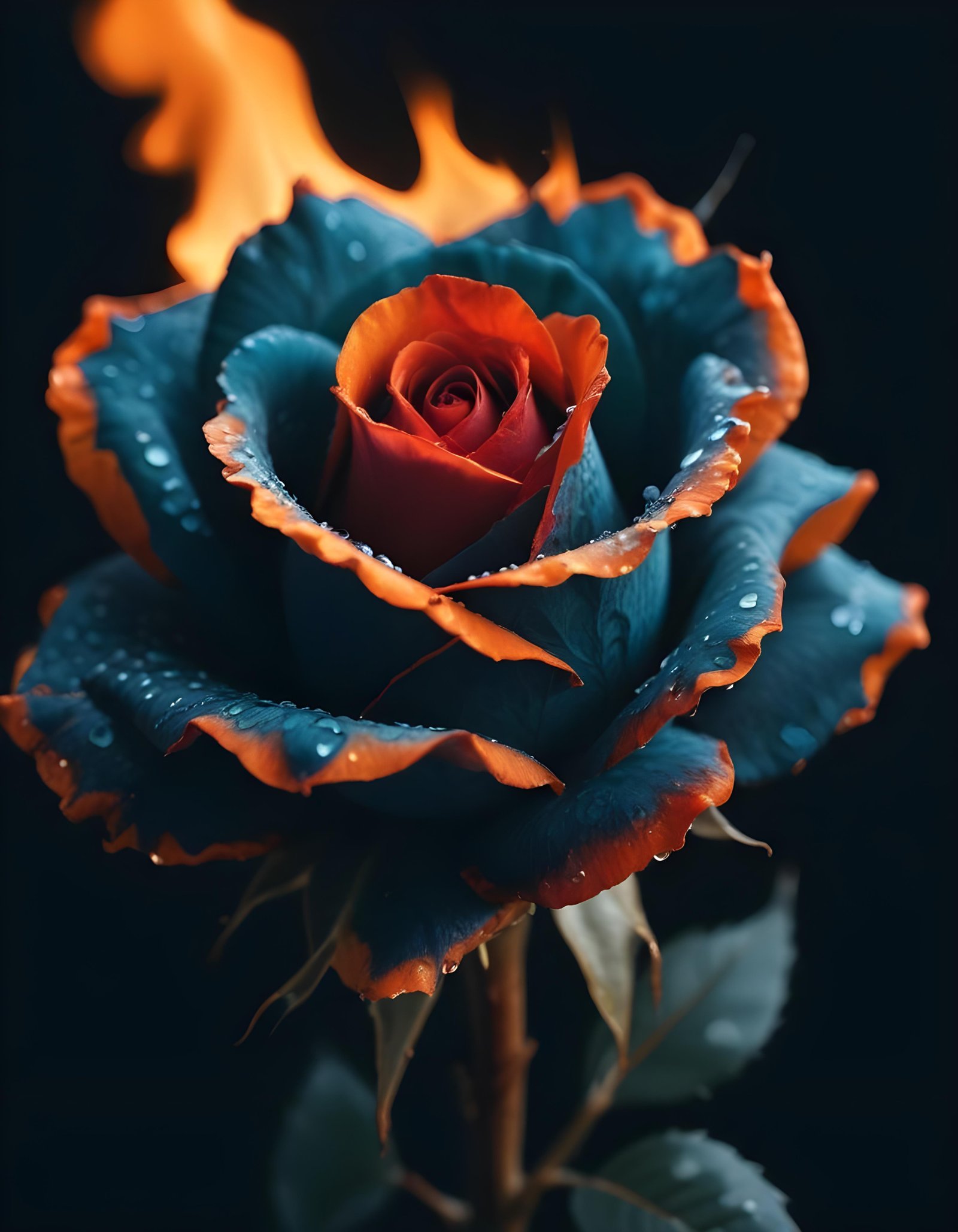Dark Romantic Rose Flower Artwork with Dramatic Lighting and Moody Background