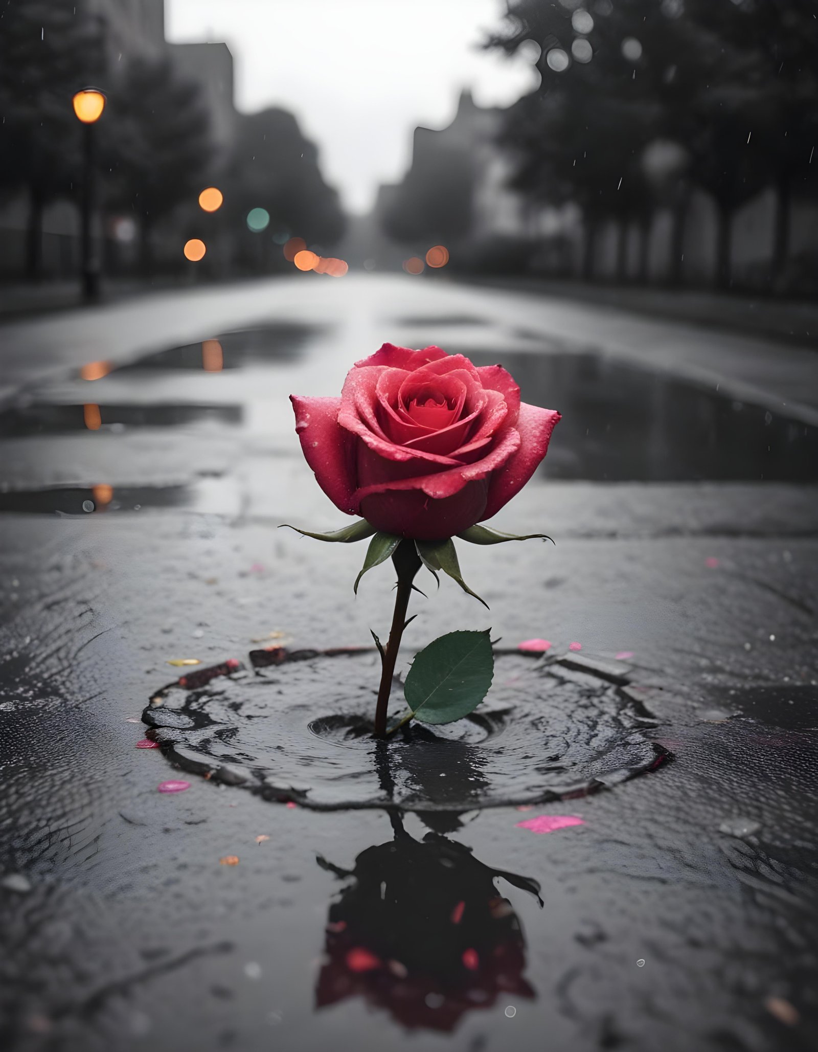 Dark Romantic Rose Flower Artwork with Dramatic Lighting and Moody Background