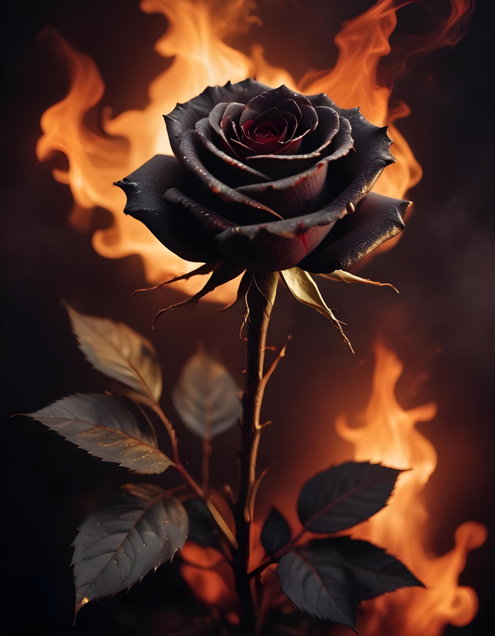 Dark Romantic Rose Flower Artwork with Dramatic Lighting and Moody Background