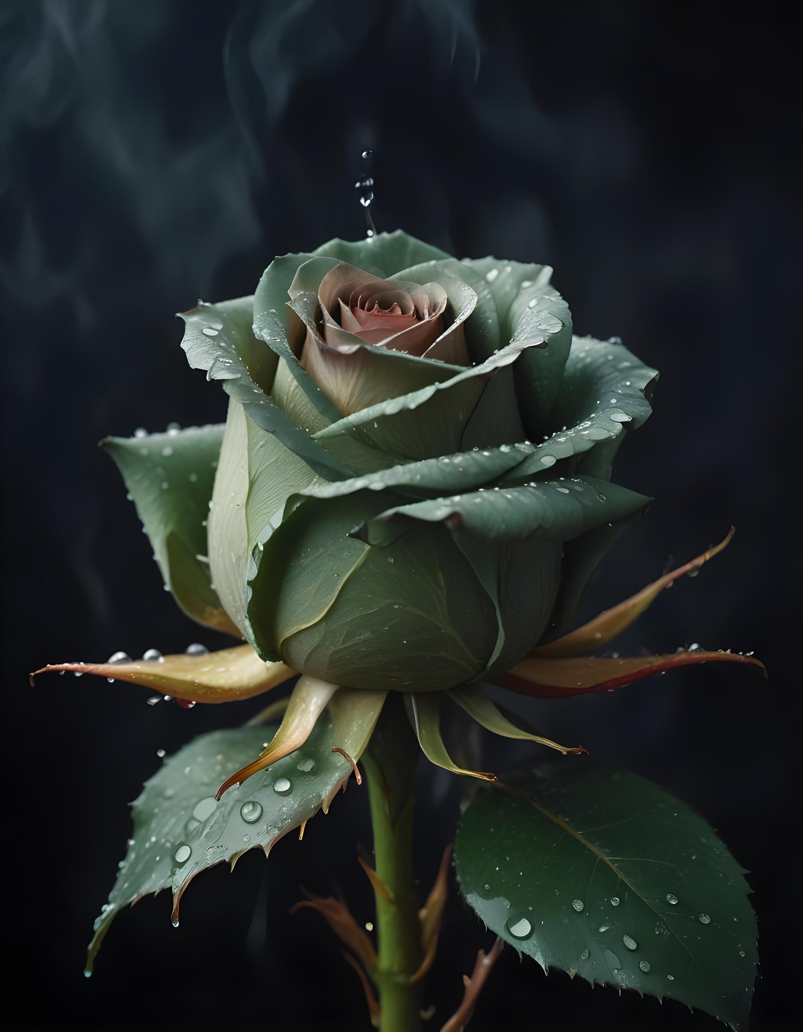Dark Romantic Rose Flower Artwork with Dramatic Lighting and Moody Background