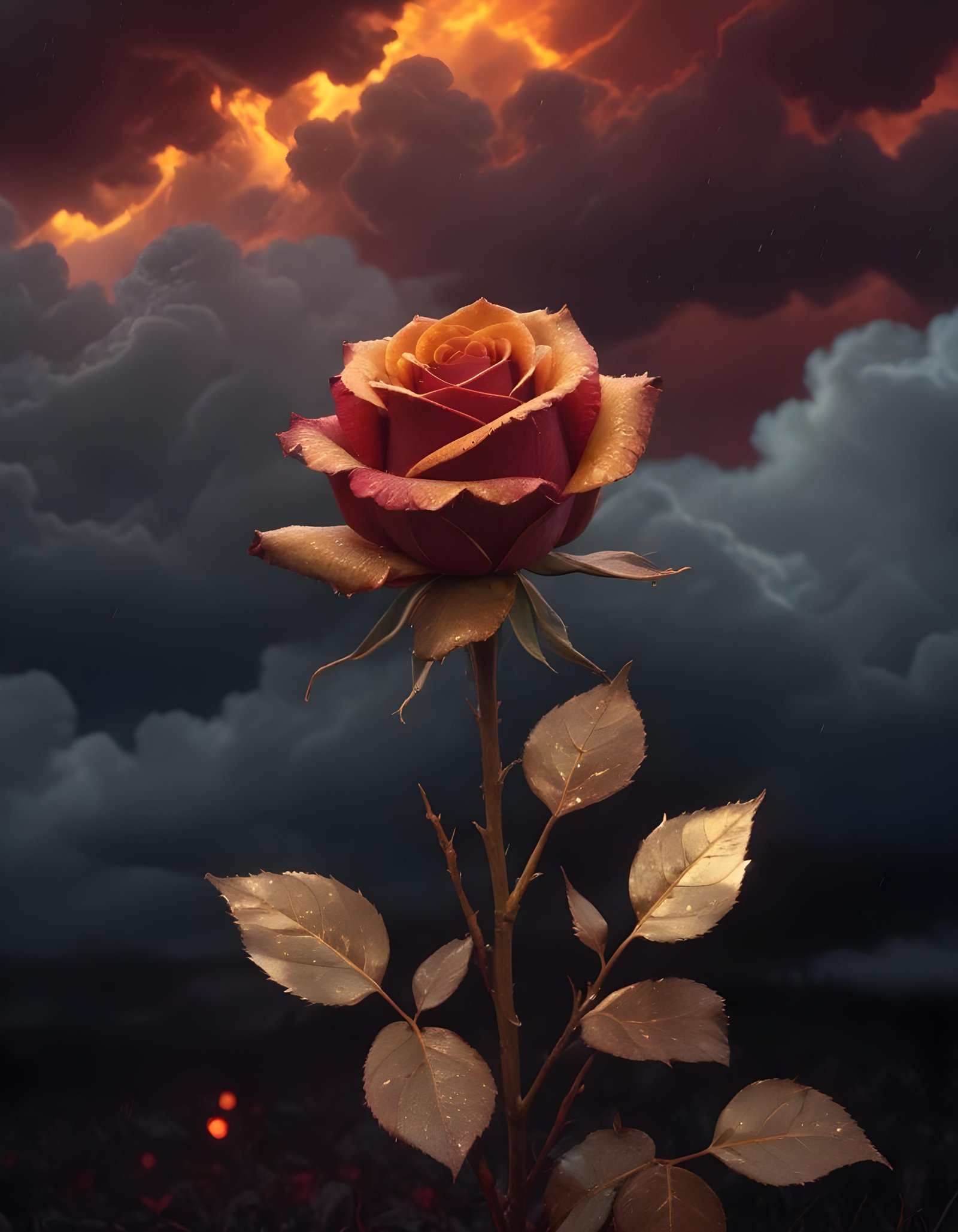 Dark Romantic Rose Flower Artwork with Dramatic Lighting and Moody Background