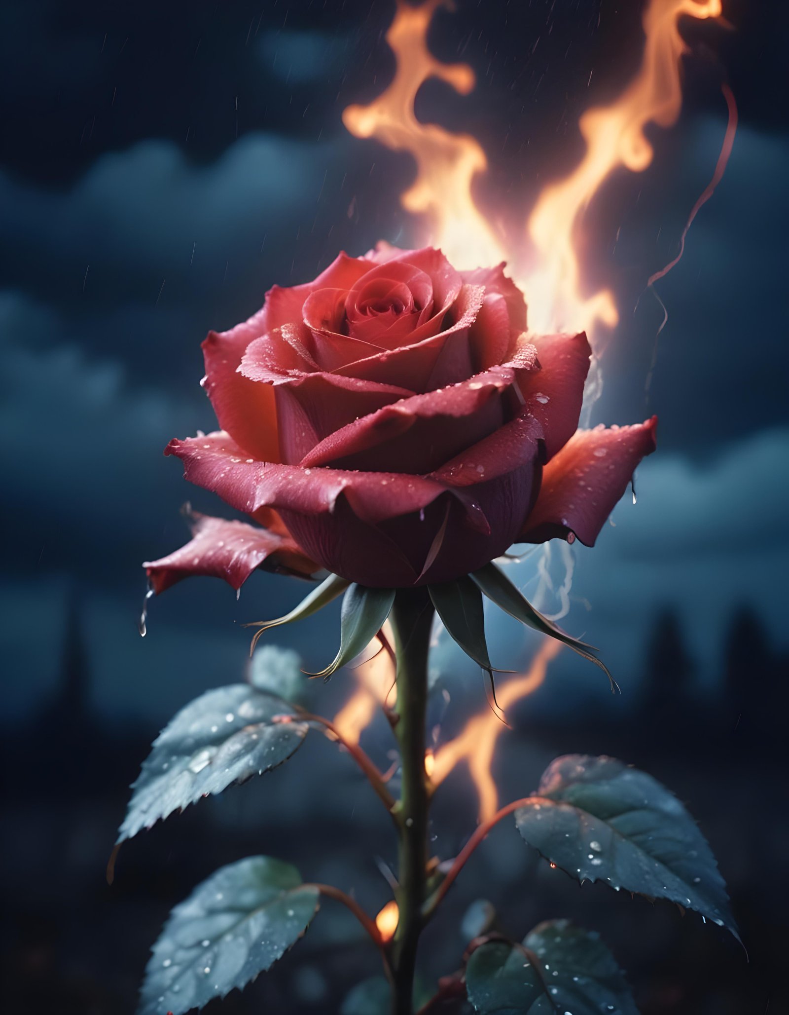 Dark Romantic Rose Flower Artwork with Dramatic Lighting and Moody Background