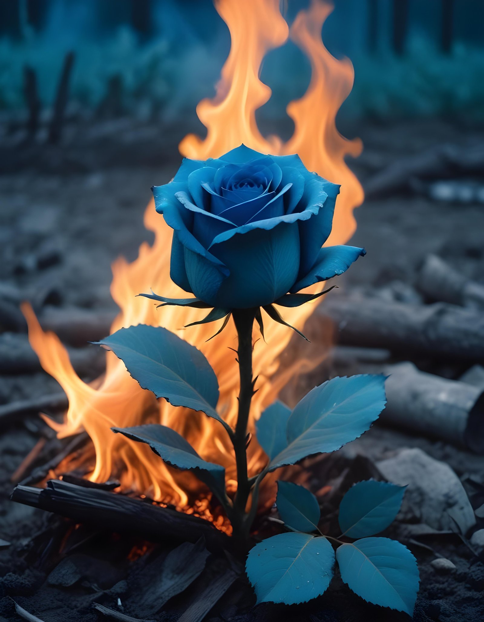 Dark Romantic Rose Flower Artwork with Dramatic Lighting and Moody Background