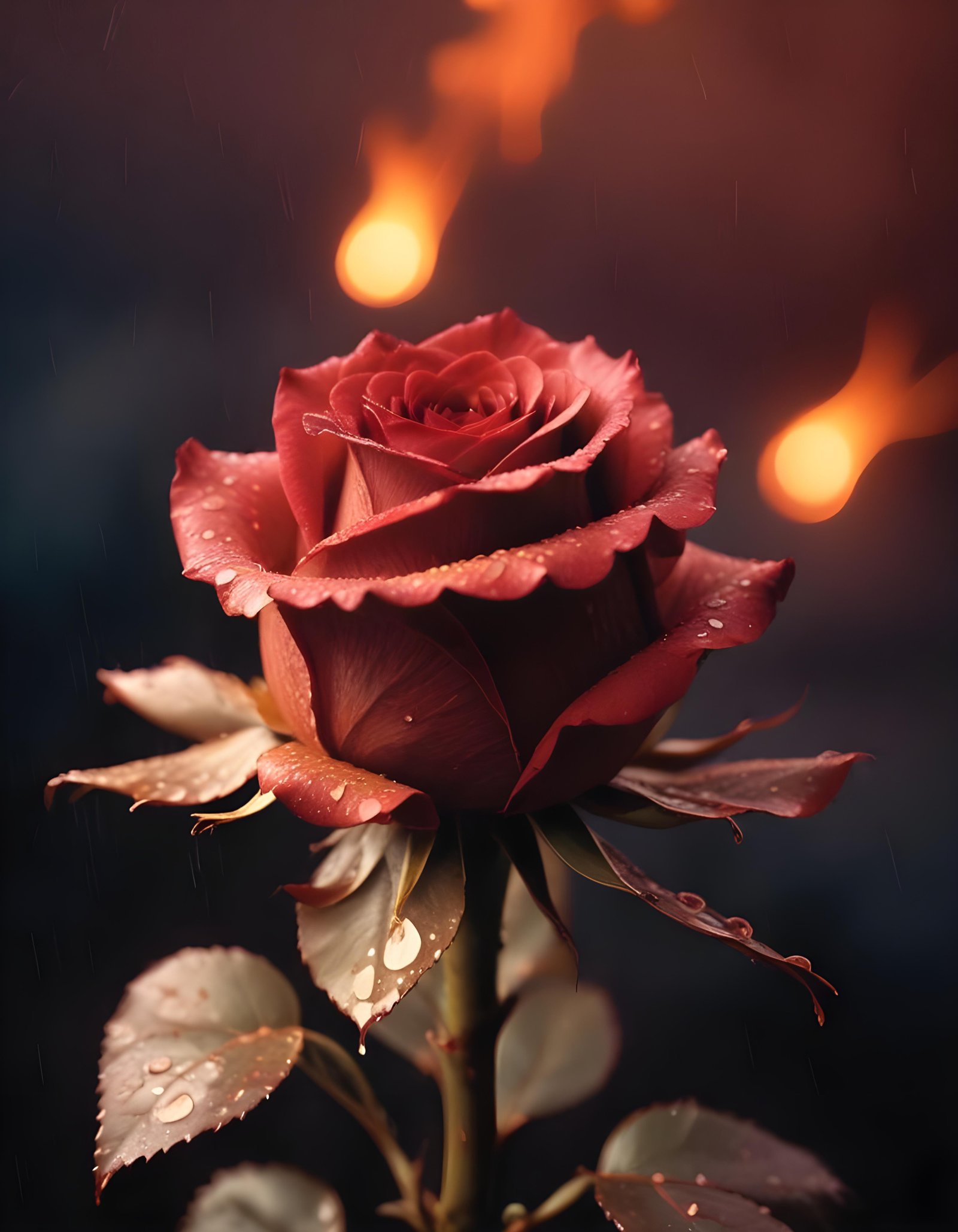 Dark Romantic Rose Flower Artwork with Dramatic Lighting and Moody Background