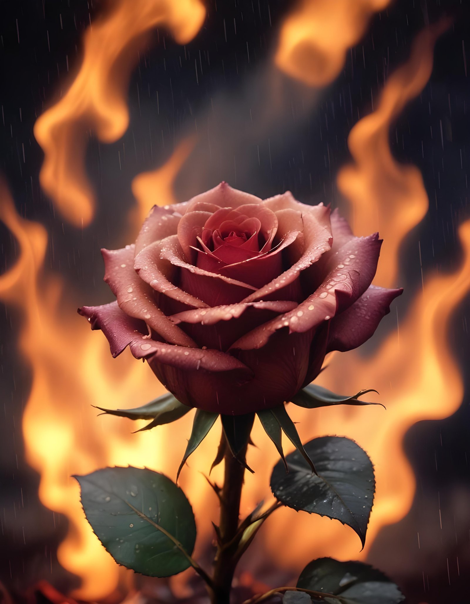 Dark Romantic Rose Flower Artwork with Dramatic Lighting and Moody Background