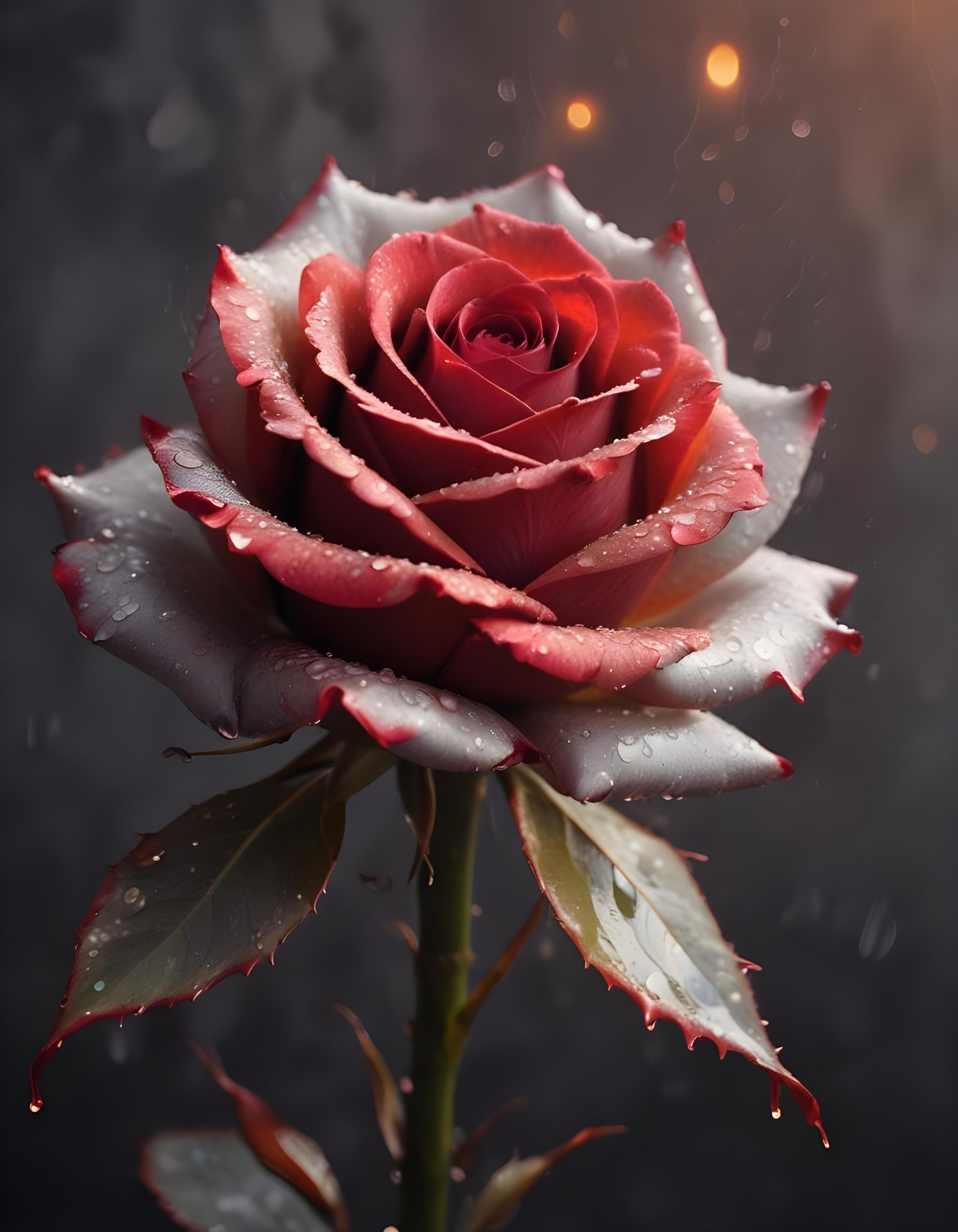 Dark Romantic Rose Flower Artwork with Dramatic Lighting and Moody Background
