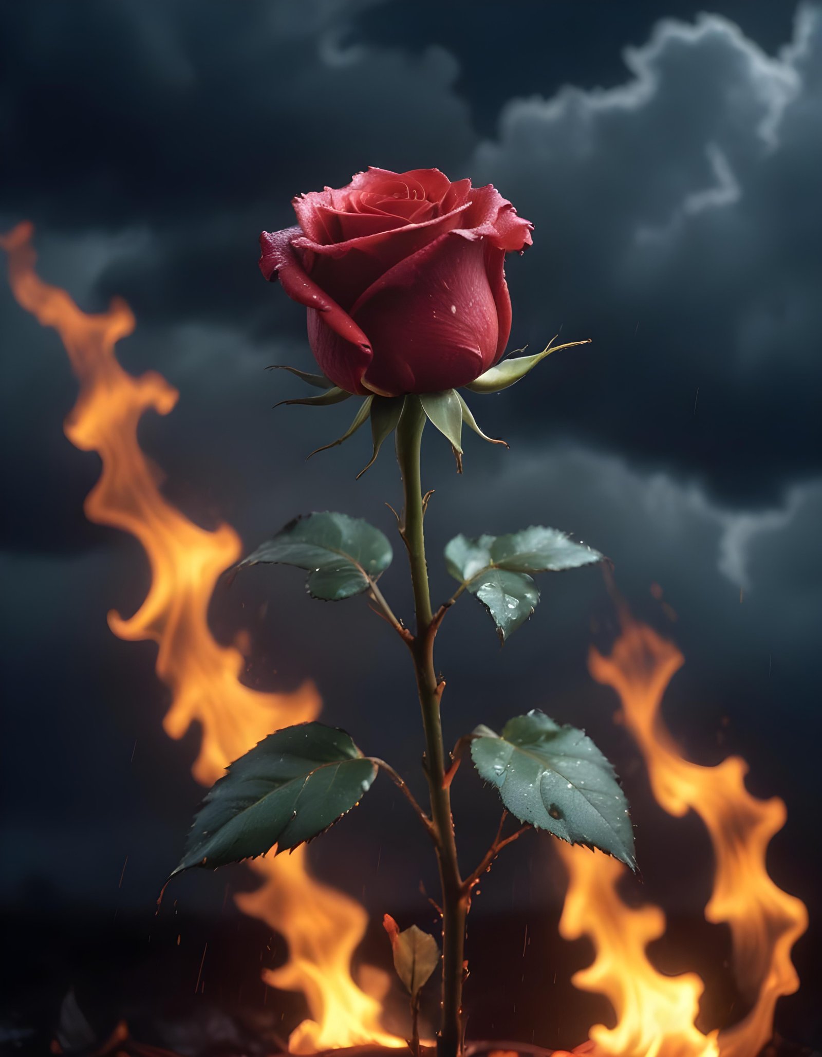 Dark Romantic Rose Flower Artwork with Dramatic Lighting and Moody Background