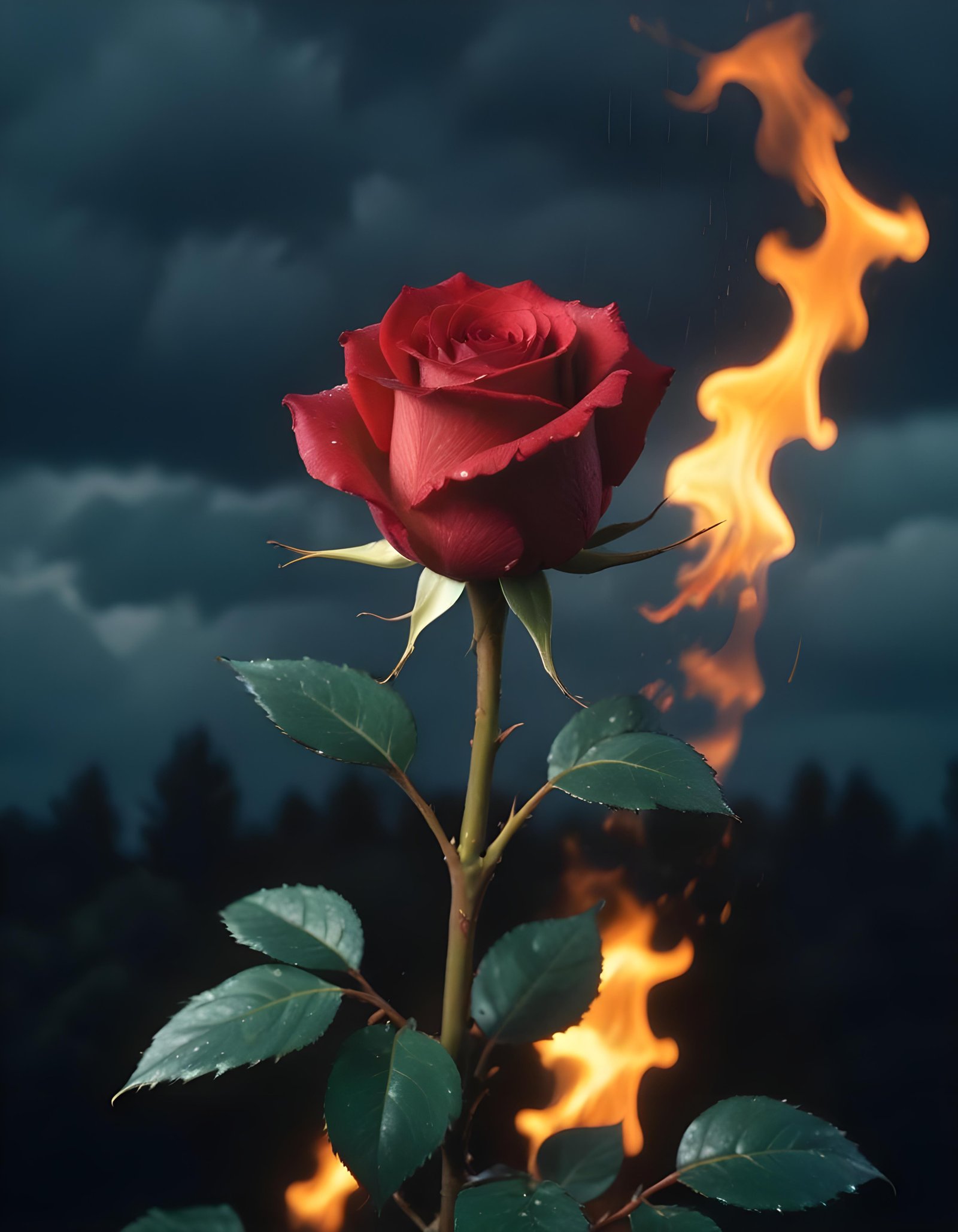 Dark Romantic Rose Flower Artwork with Dramatic Lighting and Moody Background
