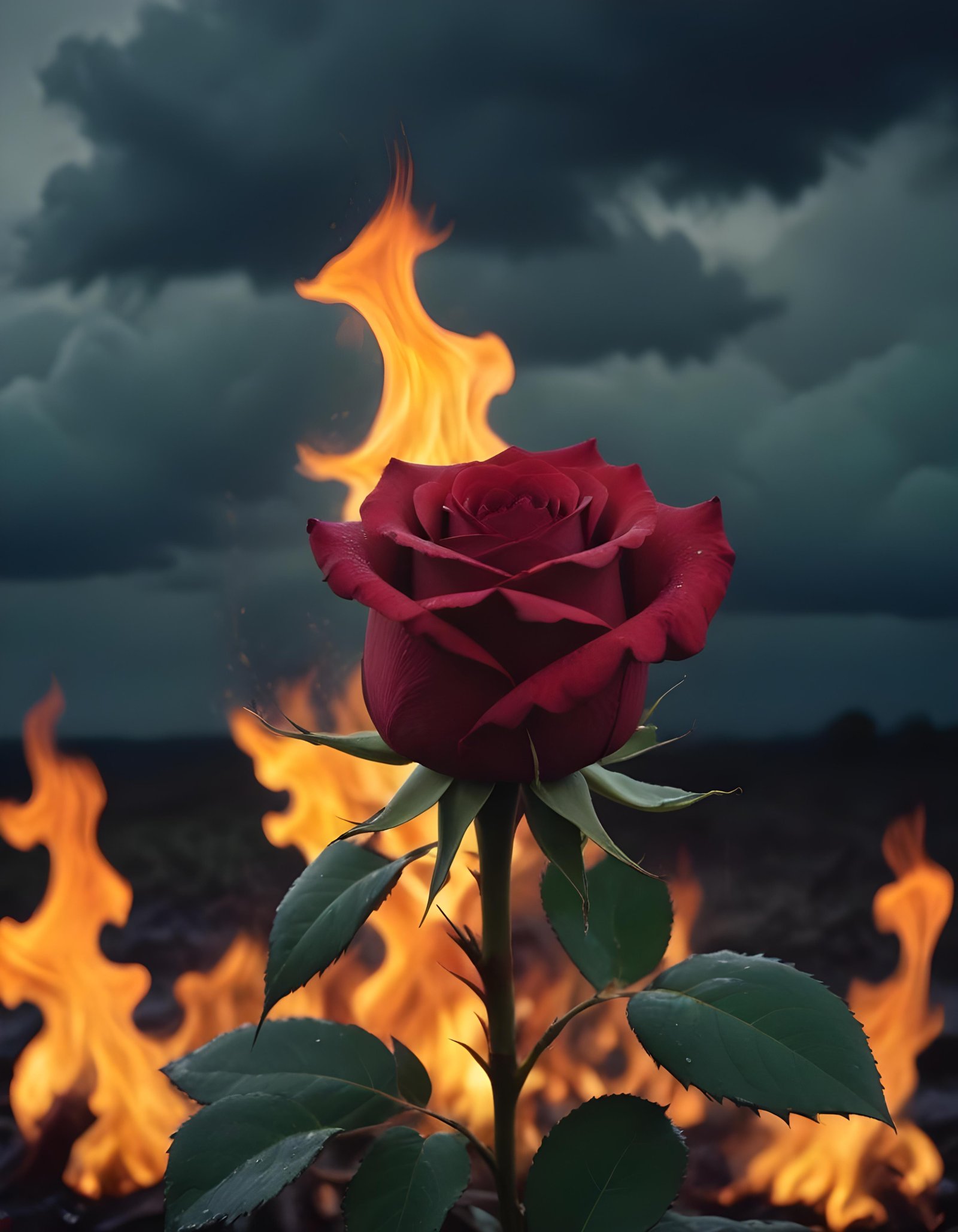 Dark Romantic Rose Flower Artwork with Dramatic Lighting and Moody Background