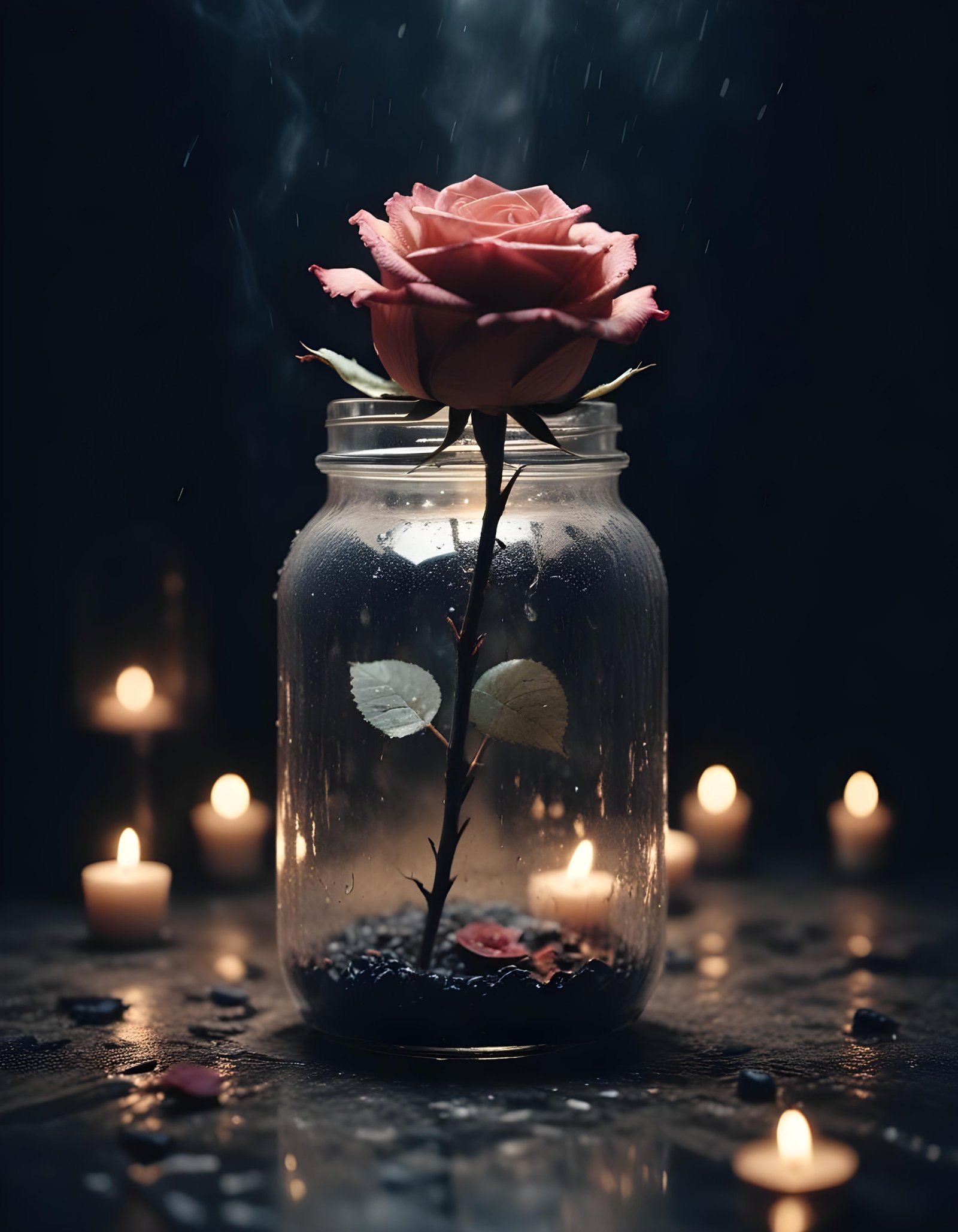 Dark Romantic Rose Flower Artwork with Dramatic Lighting and Moody Background