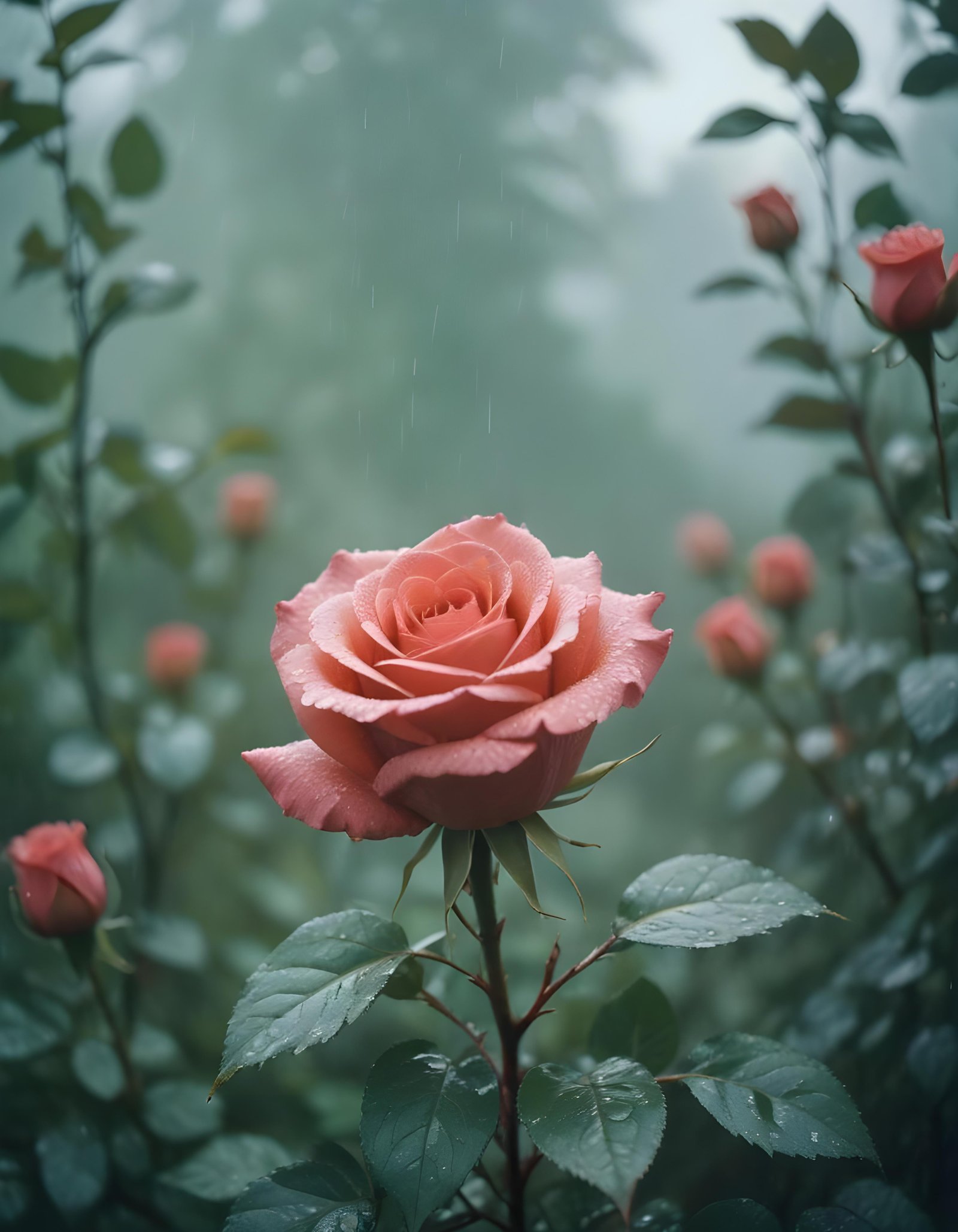 Dark Romantic Rose Flower Artwork with Dramatic Lighting and Moody Background