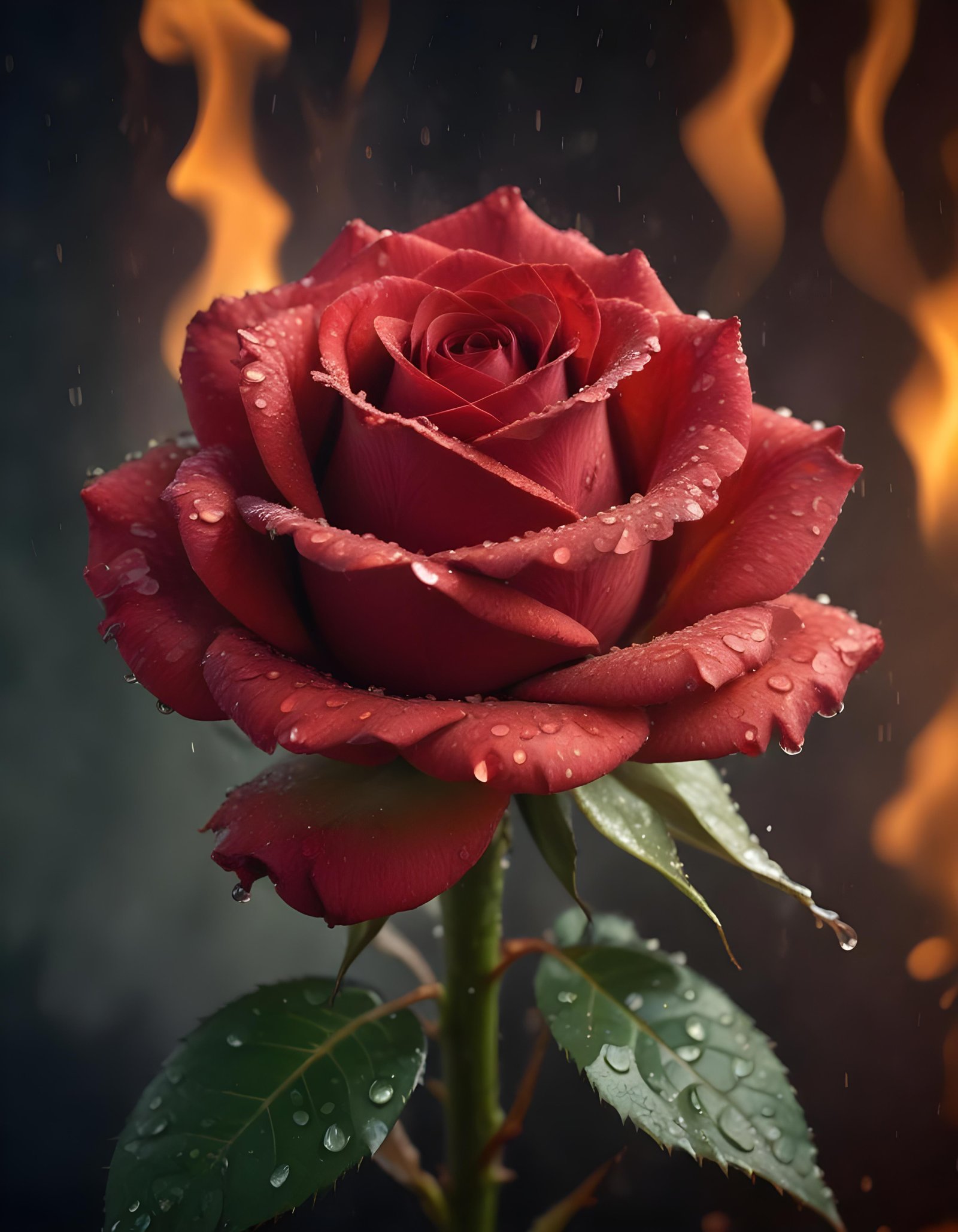 Dark Romantic Rose Flower Artwork with Dramatic Lighting and Moody Background