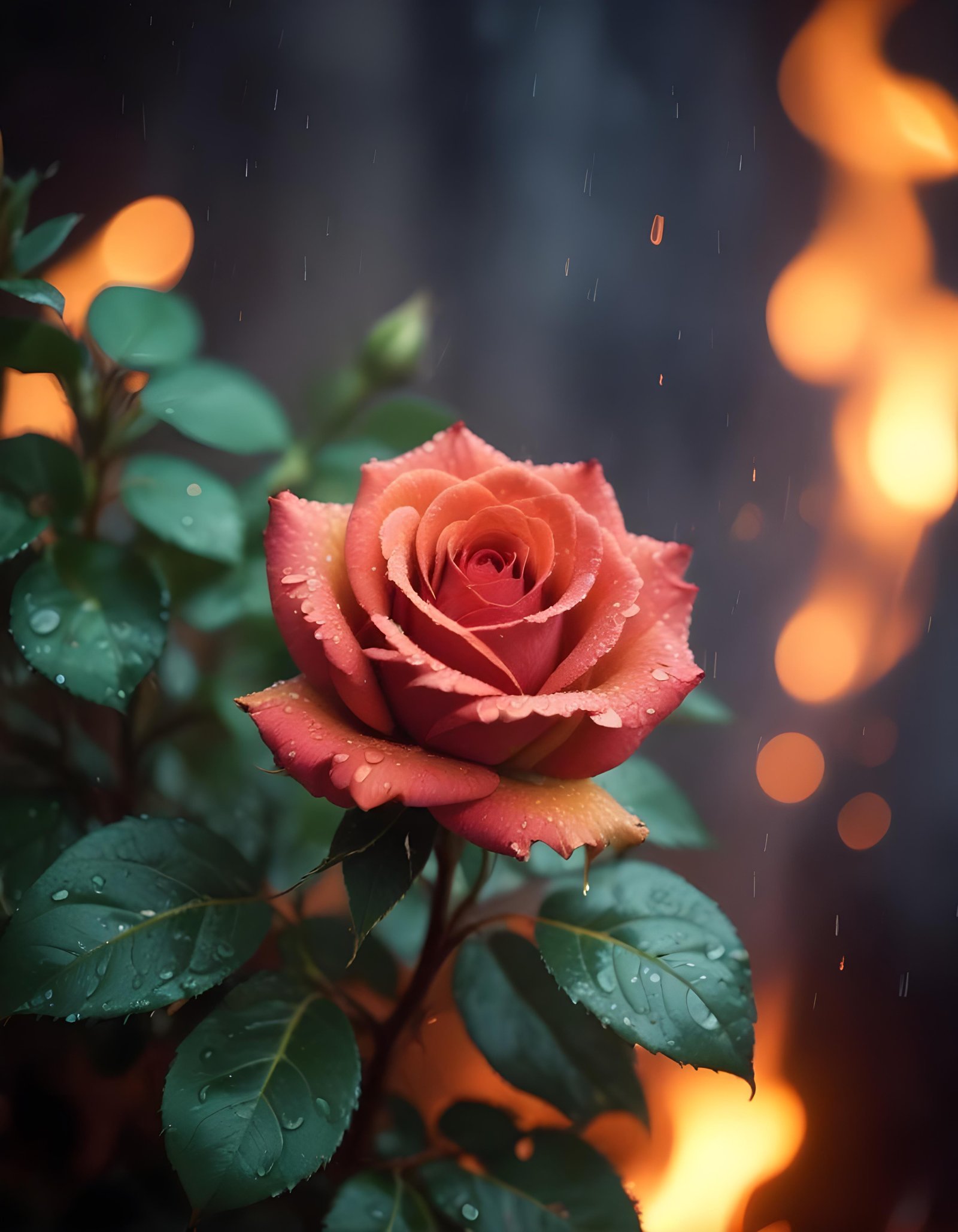 Dark Romantic Rose Flower Artwork with Dramatic Lighting and Moody Background