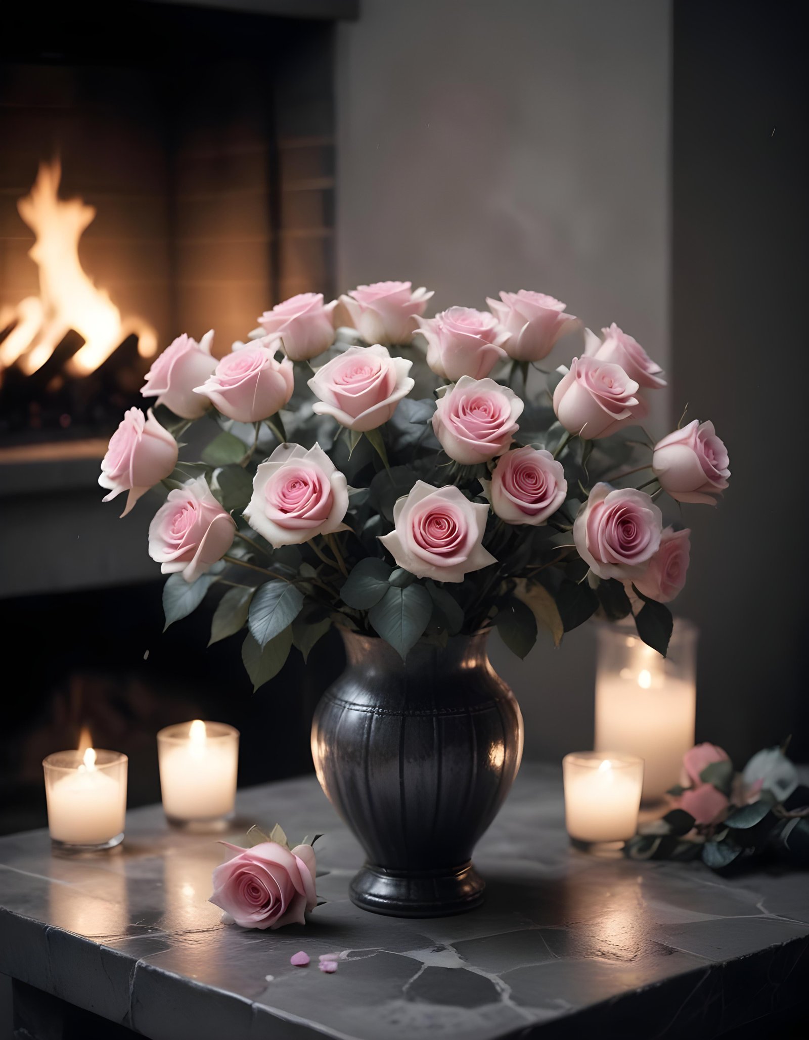 Dark Romantic Rose Flower Artwork with Dramatic Lighting and Moody Background