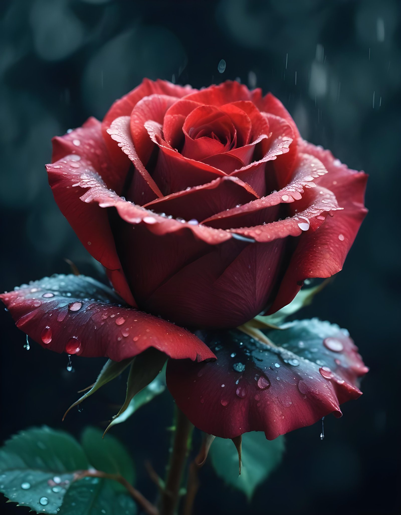 Dark Romantic Rose Flower Artwork with Dramatic Lighting and Moody Background