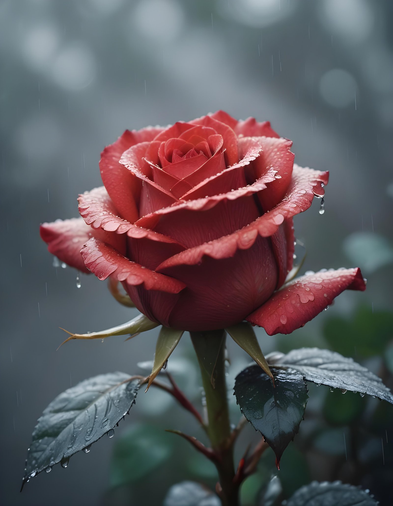 Dark Romantic Rose Flower Artwork with Dramatic Lighting and Moody Background